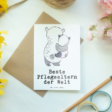 Mr. & Mrs. Panda Grußkarte Panda Beste Pflegeeltern der Welt - Weiß - Geschenk, Einladungskarte, Matte Innenseite