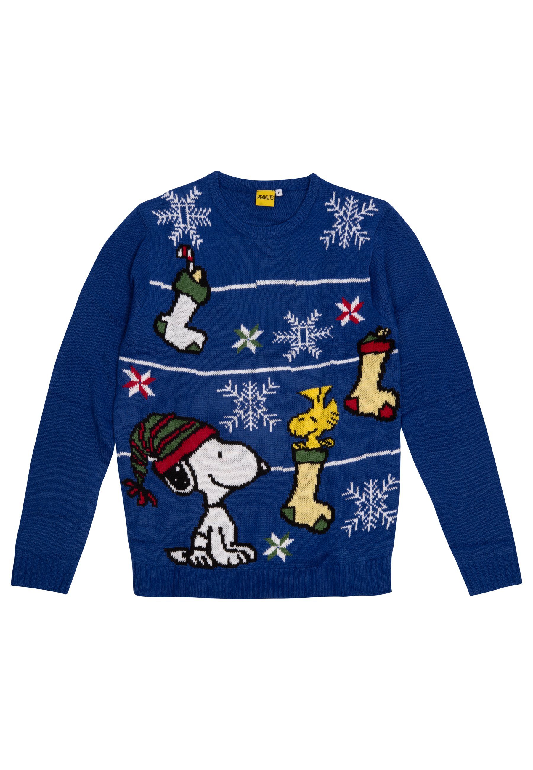 Weihnachtspullover Peanuts Snoopy, Woodstock und Socken - Ugly Sweater Winterpulli