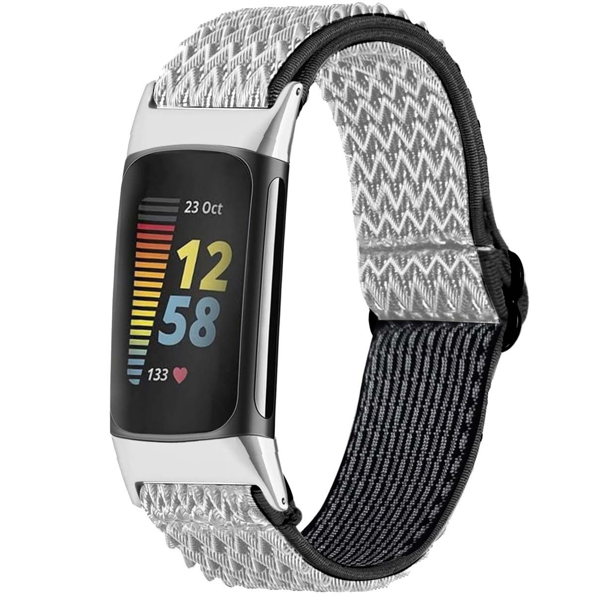 imoshion Smartwatch-Armband imoshion Elastisches Nylonarmband für das Fitbit Charge 5 - Weiß