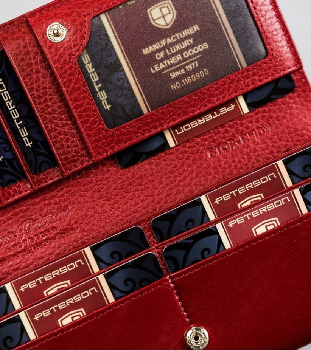 Schutz, Brieftasche, Damenbrieftasche, Klassische RFID zahlreiche erfüllt Fächer, Geldbörse Echtleder Ihre Erwartungen PETERSONⓇ die Dreifarbig