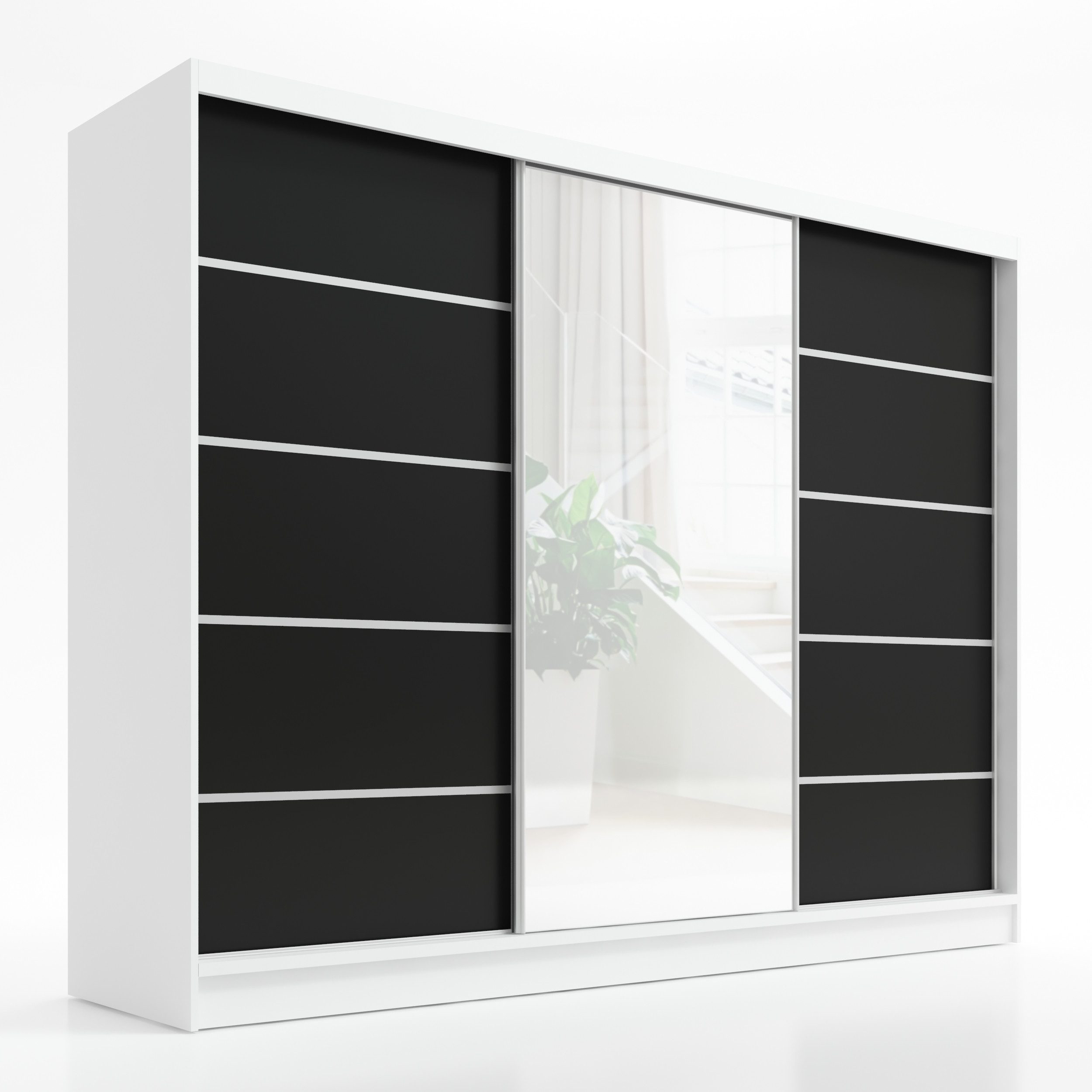 A&J MöbelLand GmbH Schiebetürenschrank AURELIA 1 Moderner 3-türiger Kleiderschrank mit Spiegel (TOP ANGEBOT! Geräumiger Schrank mit einer Breite von 200 cm ideal zur Aufbewahrung von Kleidung und Accessoires. Wählen Sie das ideale Modell für Ihr Schlafzim