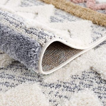 Hochflor-Teppich Focus 3013, Carpet City, rund, Höhe: 20 mm, Boho-Teppich, Rauten-Design, besonders weich, 3D-Effekt