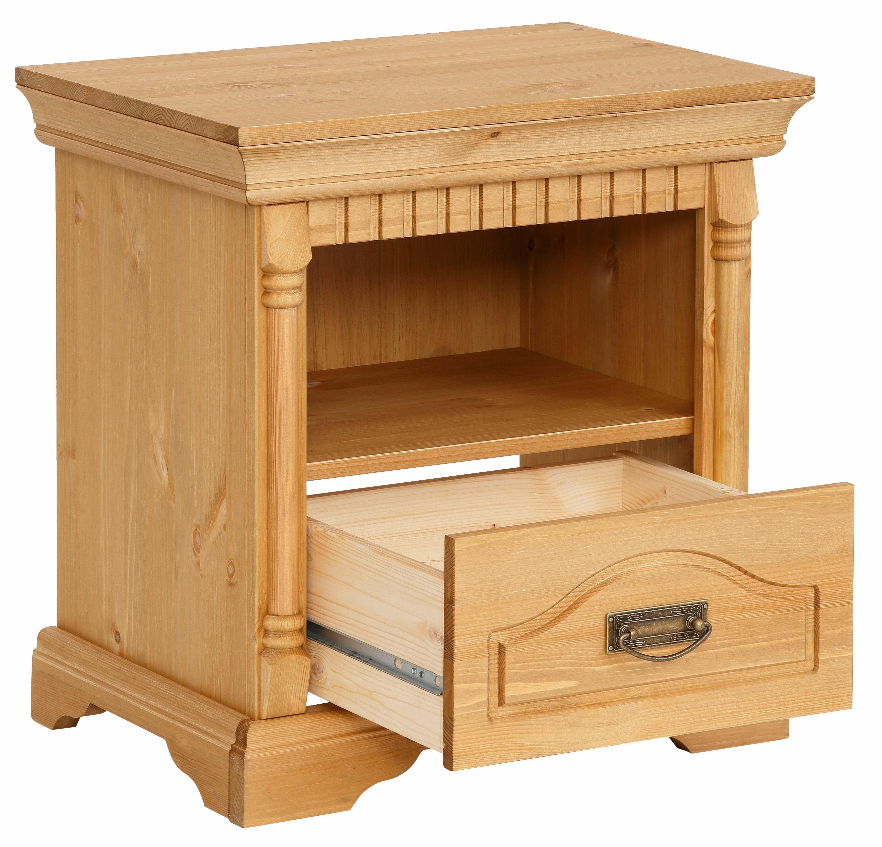 OTTO home Nachtkonsole Graz, aus massiver Kiefer, mit aufwendigen Details, Breite: 55 cm – Bild 4 von 5