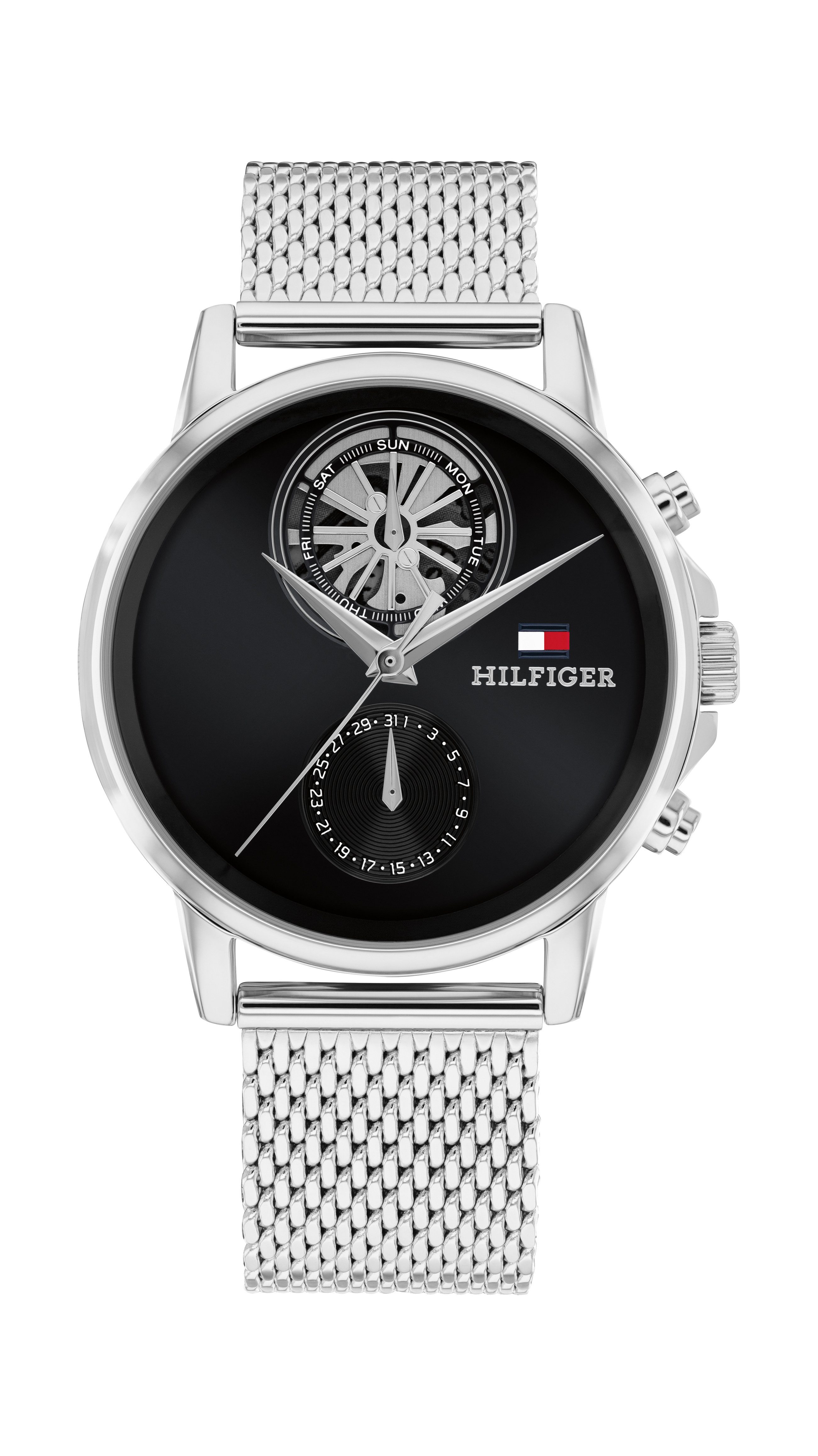 Tommy Hilfiger Multifunktionsuhr Stewart 1710749, Quarzuhr, Armbanduhr, Herrenuhr, Edelstahlarmband, analog