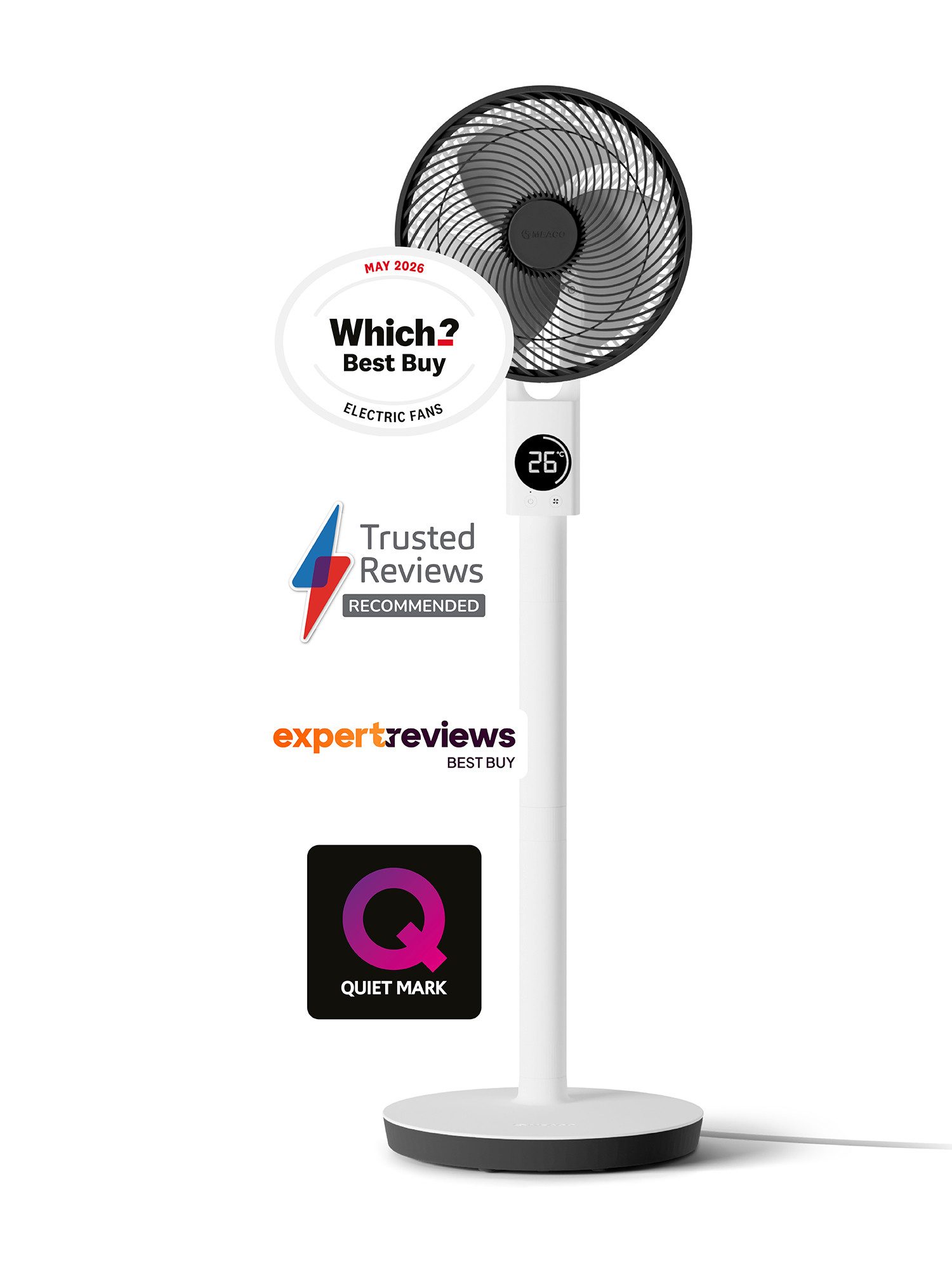 Meaco Akku-Standventilator Sefte® 10 Pro kabelloser Standventilator kabellos, leise,Fernbedienung, Nacht- und ECO-Modus, 12 Lüftergeschwindigkeiten, Ein- und Aus-Timer