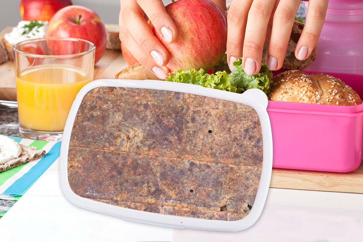 Lunchbox rosa - Mädchen, Brotdose Kunststoff für Bleche Rost - MuchoWow Erwachsene, Kunststoff, Brotbox Snackbox, (2-tlg), Kinder, Stahl,