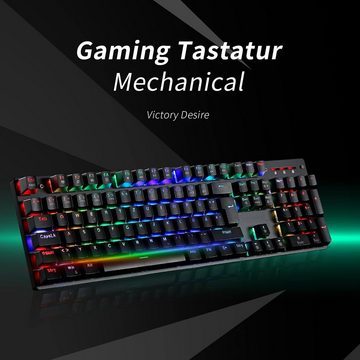 teamwolf Mechanical Gaming Tastatur- und Maus-Set, Mit RGB Hintergrundbeleuchtung 4800 DPI Professional Combo