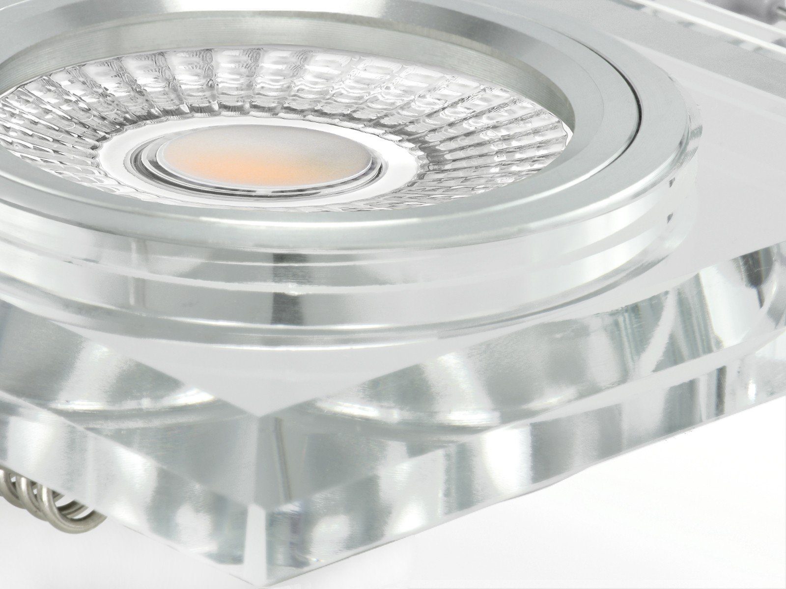 LED quadratisch aus Flacher Glas spiegelnd, klar LED, Design Einbaustrahler SSC-LUXon Einbaustrahler Warmweiß