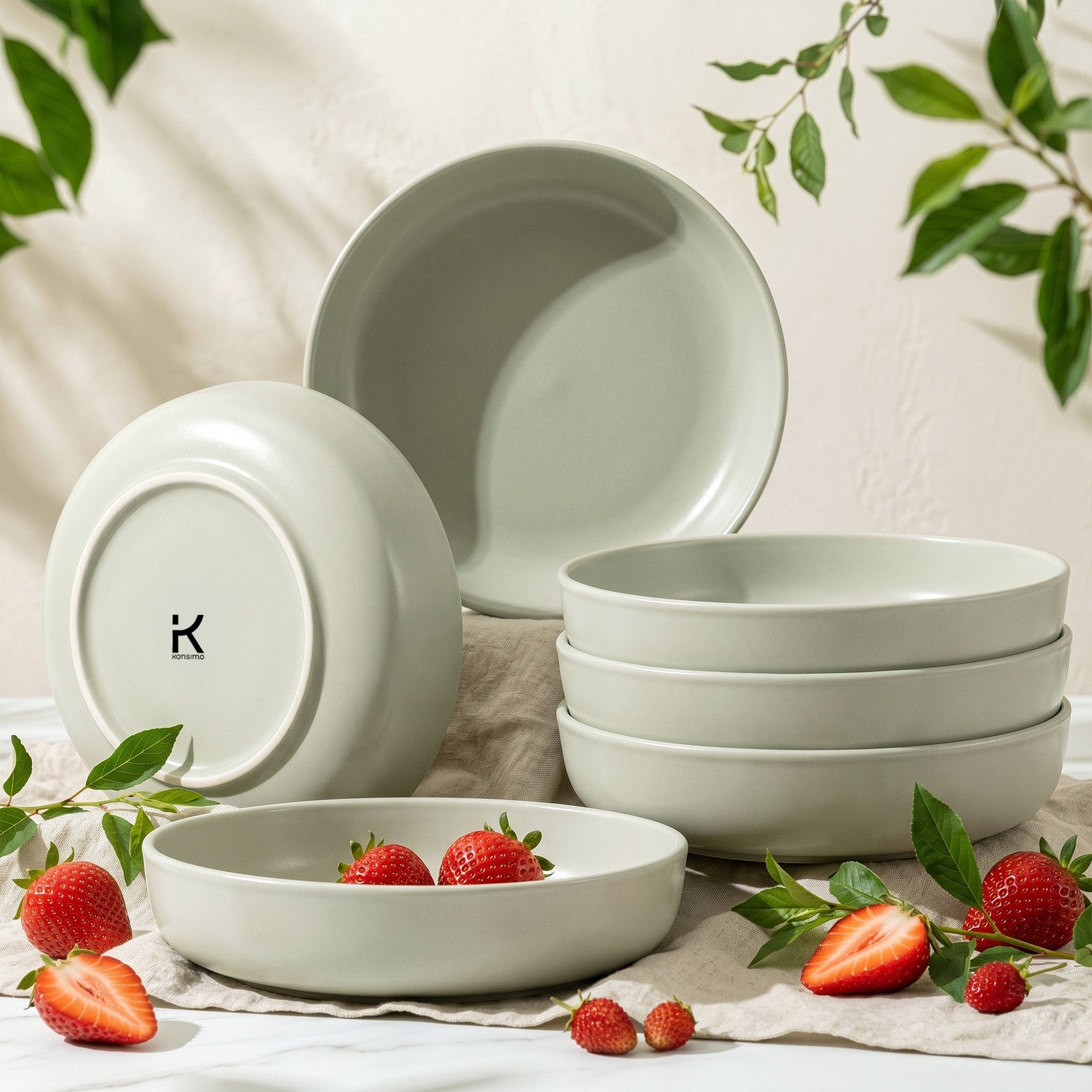 KONSIMO® Teller-Set VICTO Tafelservice hergestellt in der EU (6-tlg), 6 Personen, Steingut, spülmaschinengeeignet, mikrowellengeeignet, 6x Suppenteller