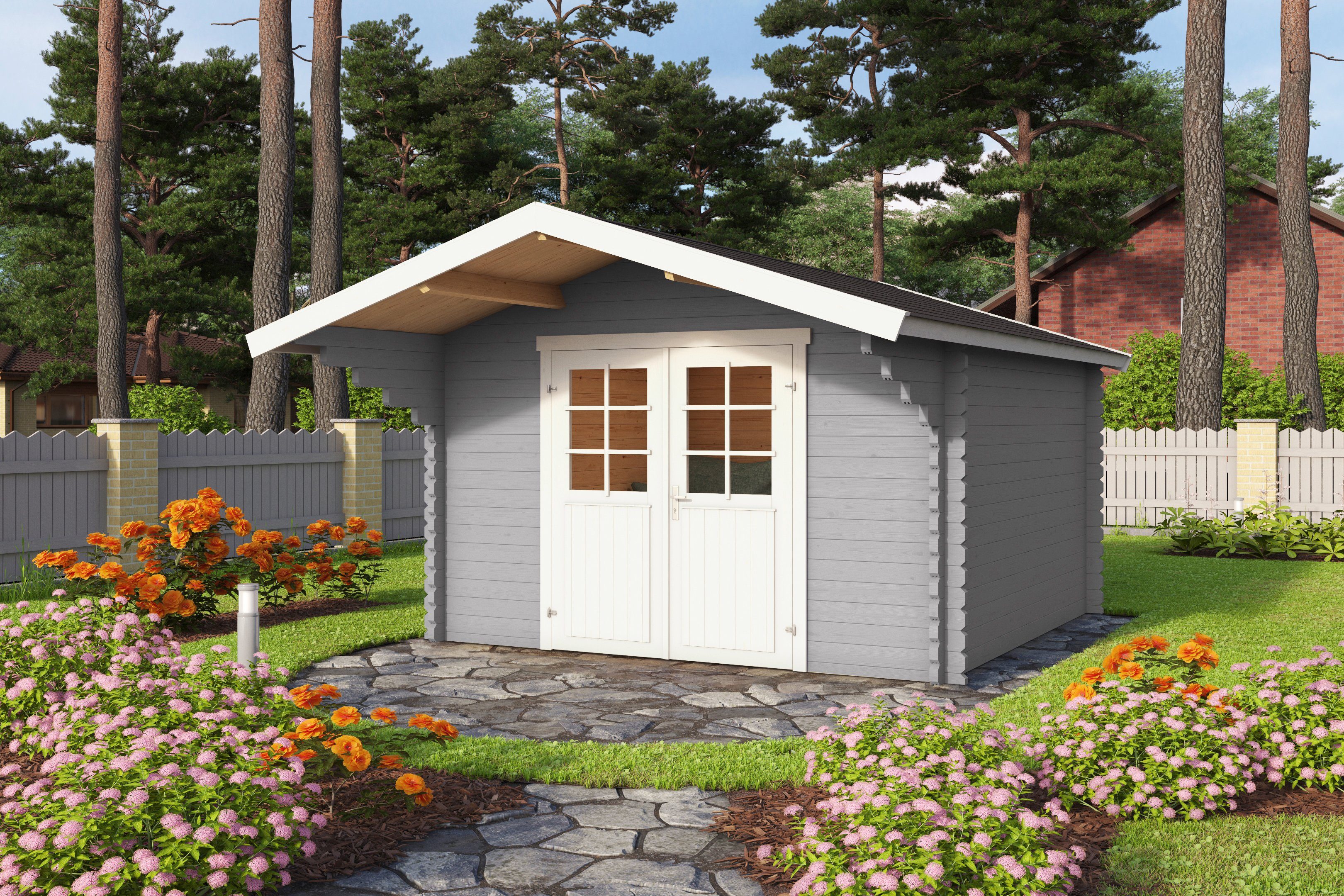 LASITA MAJA Gartenhaus Viljandi 34, BxT: 320x445 cm, Blockbohlenhaus 34mm