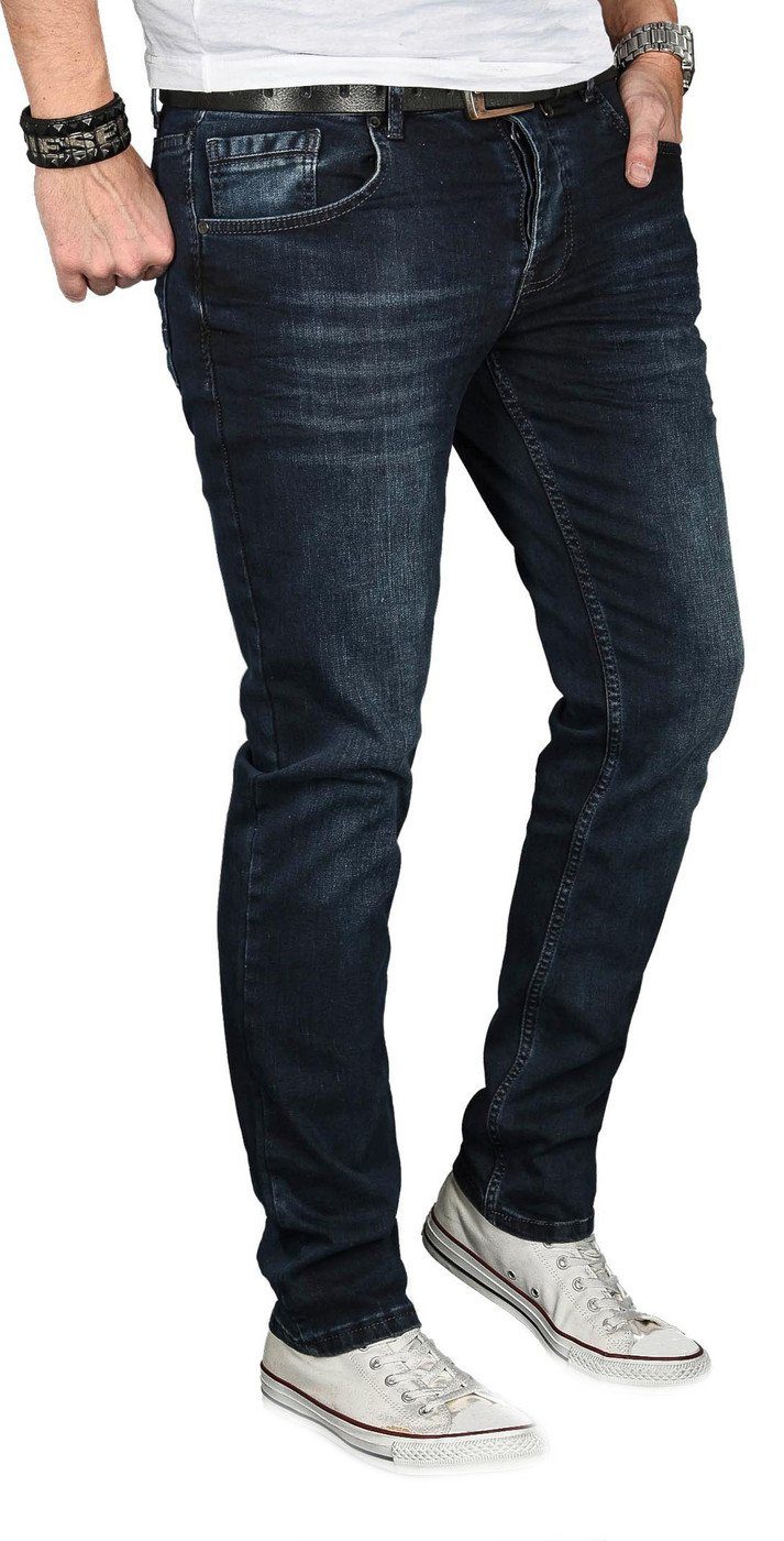 Straight-Jeans ASGenova mit Salvarini Alessandro Stretch nachtblau Elasthan