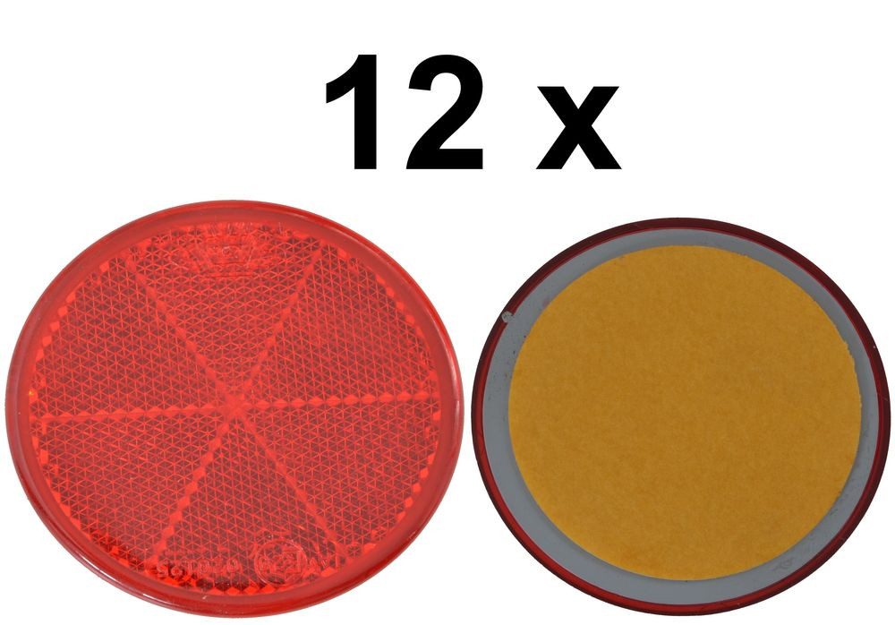 Aspöck Anhänger 12x Rückstrahler - Reflektor - Kleben - Ø 60mm - Rot - E-Prüfzeichen