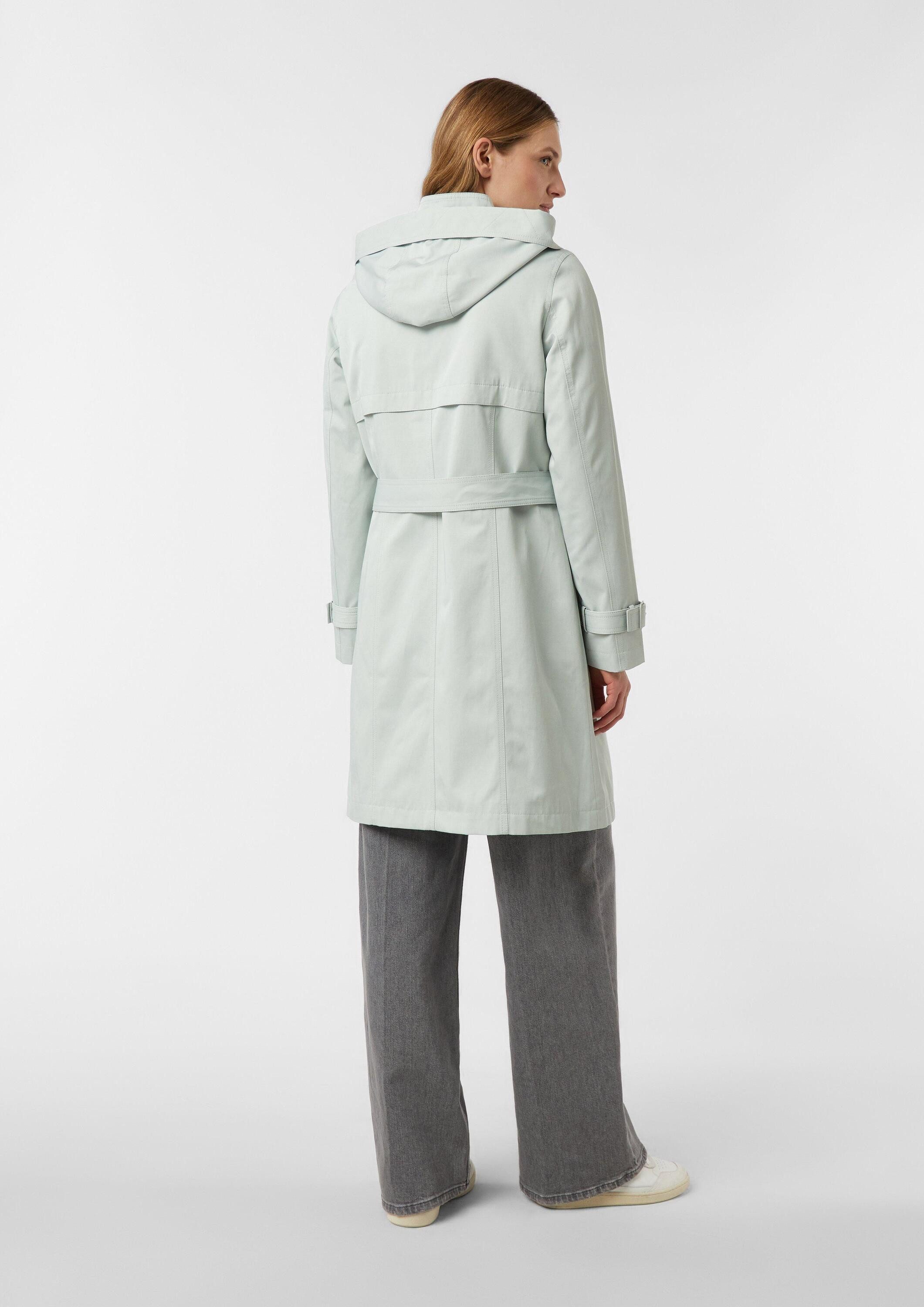 comma Funktionsmantel Outdoor-Mantel Baumwoll-Trenchcoat mit abnehmbarer Kapuze und Bindegürtel