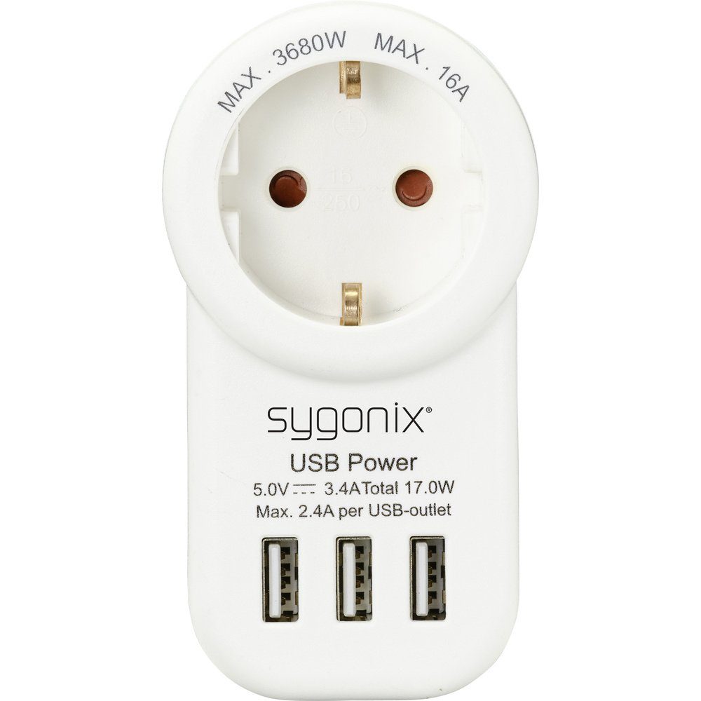 Sygonix Zwischensteckdose Sygonix mit Weiß Mehrfachsteckdose SY-4755856 USB