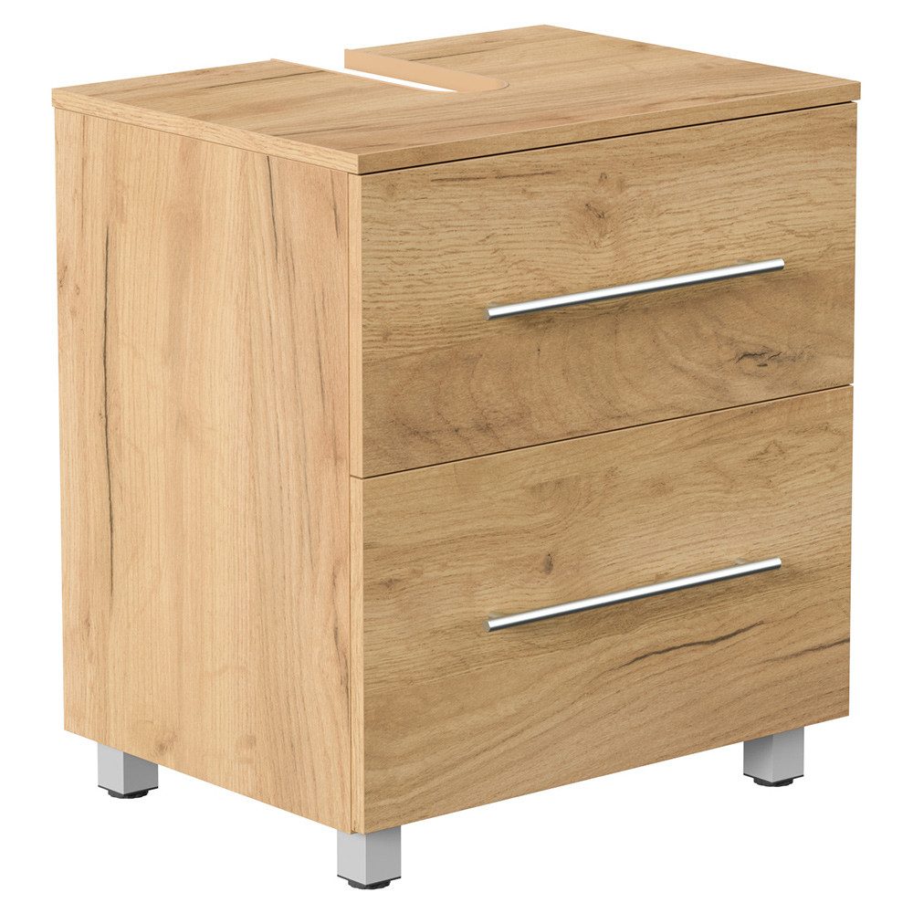 Lomadox Waschbeckenschrank MONTEFANO-02 55 cm breit in Eiche, 2-türig, mit Standfüßen