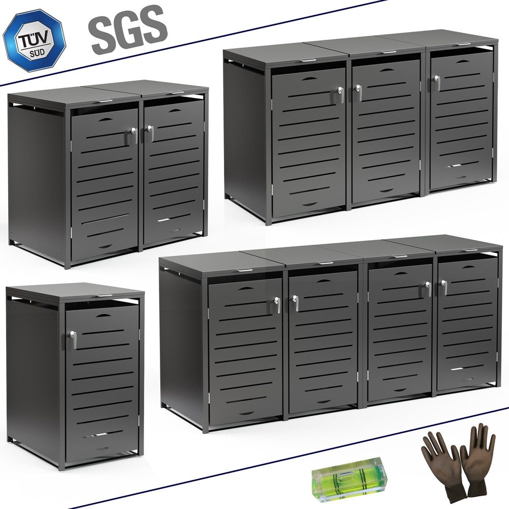 Mucola Mülltonnenbox Mülltonnenverkleidung 240L Mülltonnenhaus Abfallbehälter Container (Set, Set), beliebig erweiterbar