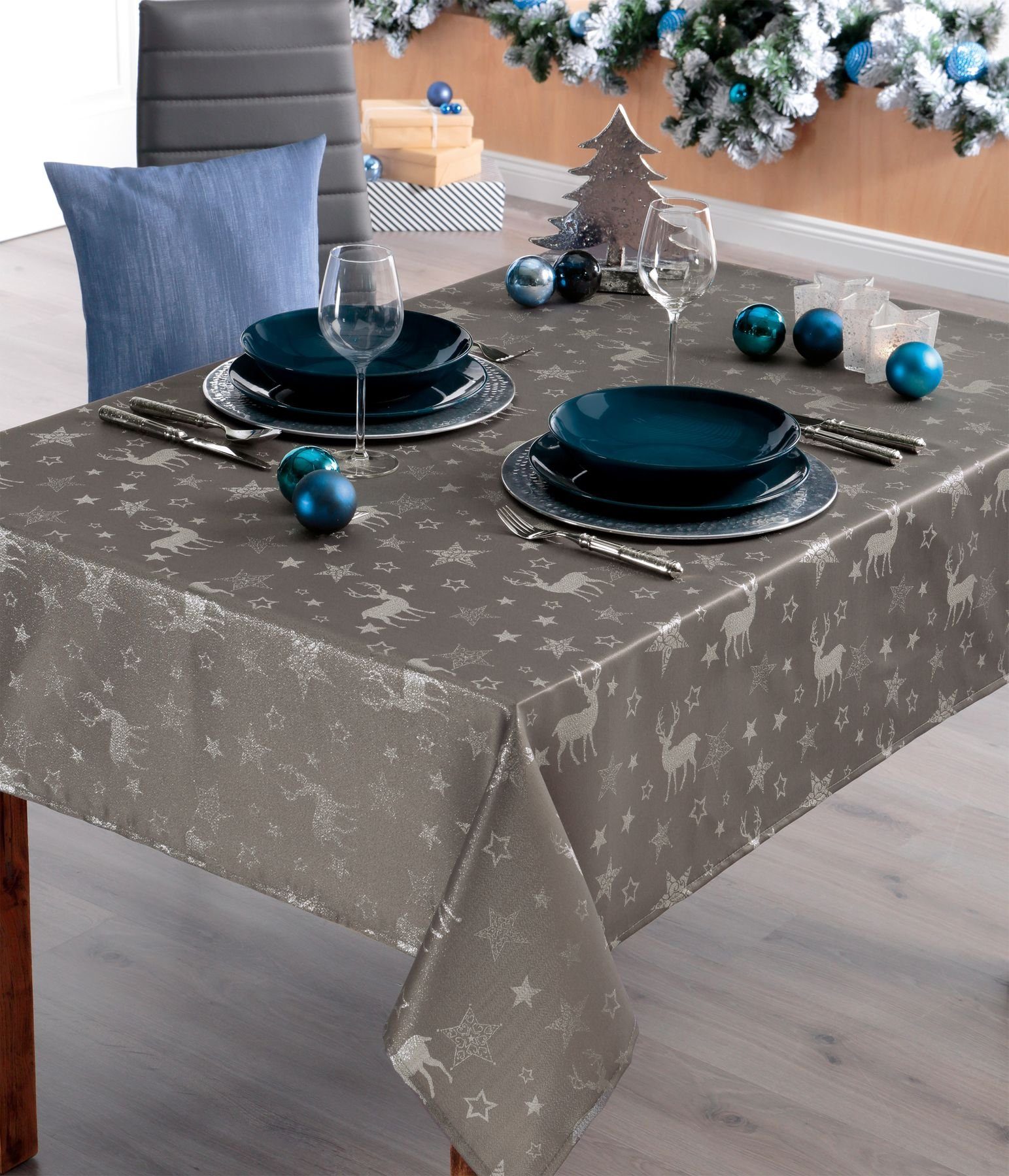 Beautex Tischdecke Lurex Nordpol Tischdecke, Silber günstig online kaufen