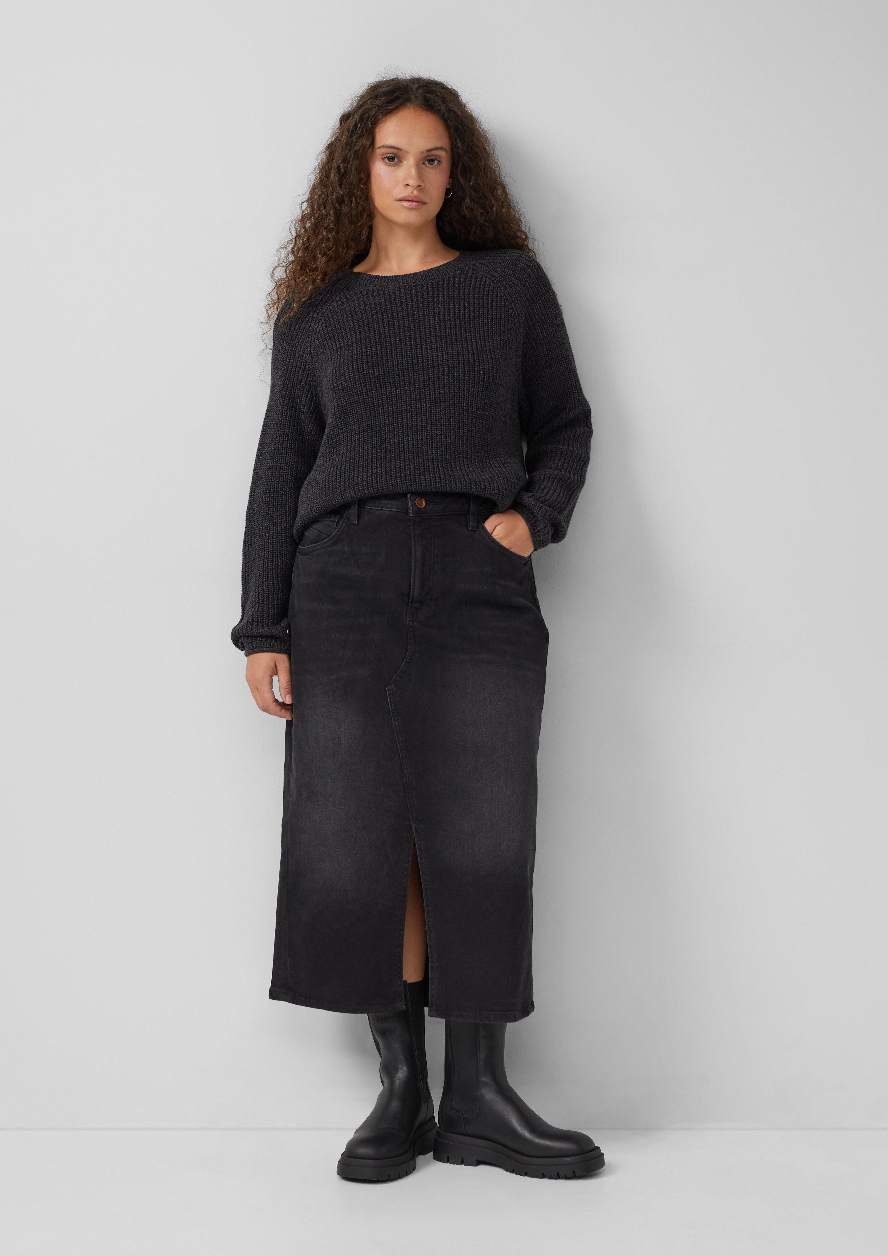 QS Jeansrock Midirock in Blackdenim günstig online kaufen