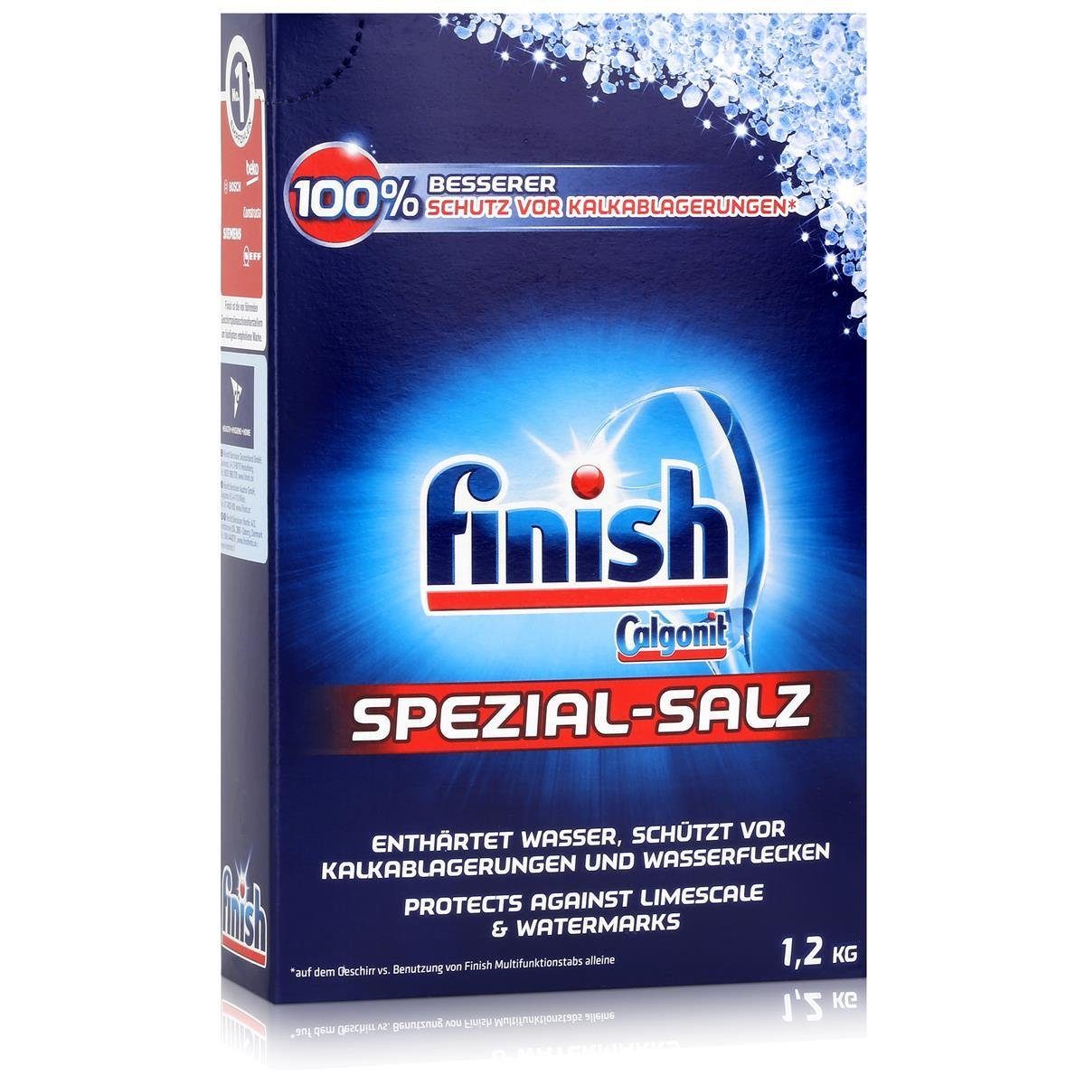 FINISH Calgonit Finish Spülmaschinen - 1,2kg Enthärtet Spezial-Salz Wasser Spülmaschinenreiniger
