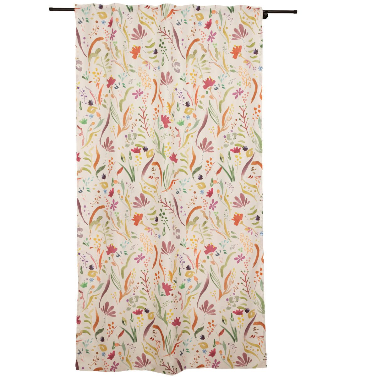 SCHÖNER LEBEN. Vorhang Gardine Aquarell Blumen weiß bunt blickdicht 140x245, blickdicht, Polyester, pflegeleicht