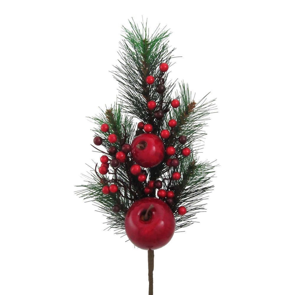 Kunstzweig Künstlicher MIX-TANNENZWEIG ca 55cm. mit roten ÄPFEL u. BEEREN, günstig online kaufen
