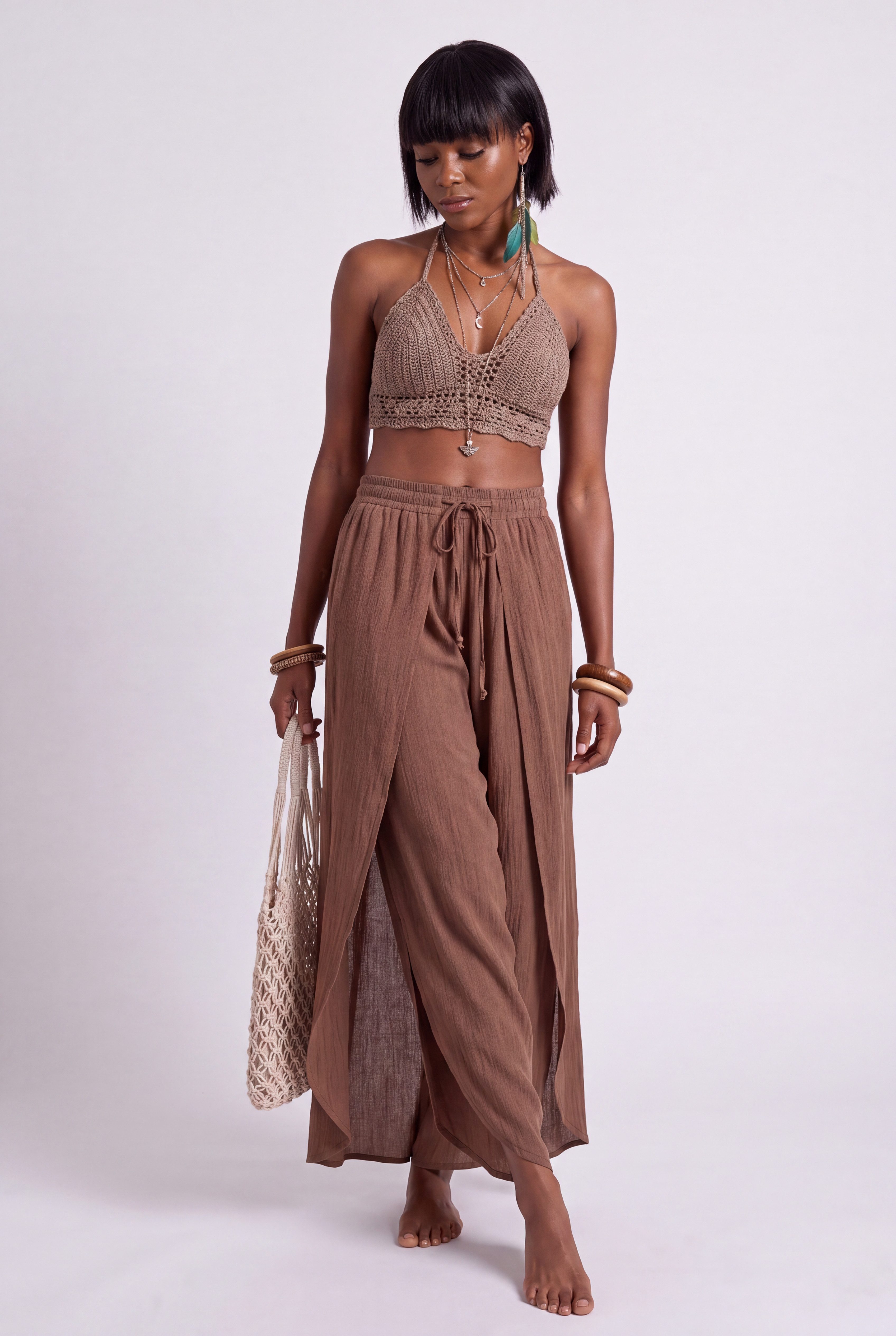 YC Fashion & Style Haremshose Boho Wickelhose im Lagenlook – Luftige Sommerhose Viskose mit elastischem Bund