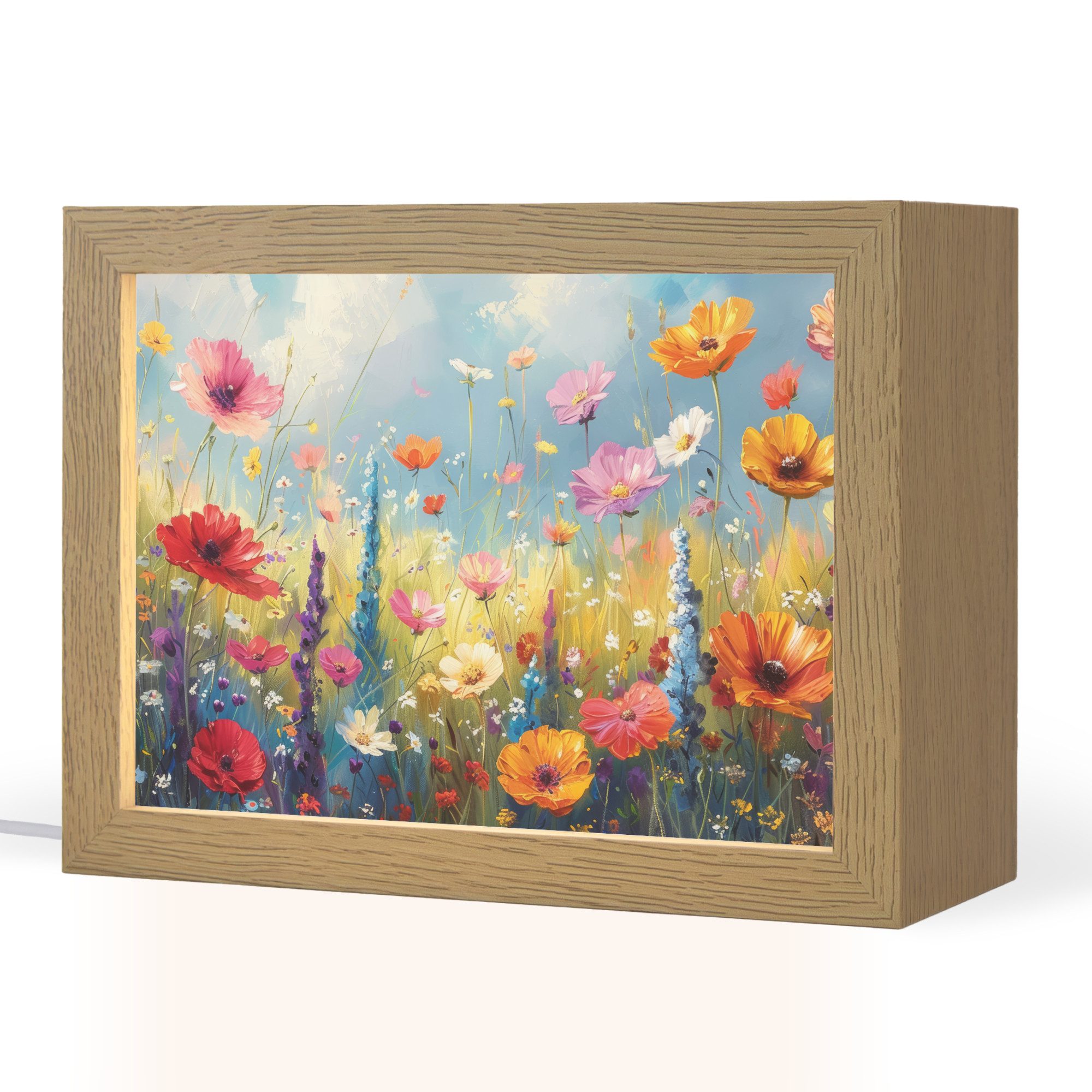 OnlyWow Tischleuchte Blumen - Natur - Botanik - Kunst, Dimmbar, Farbwechsel, LED, Warmweiß, Kaltweiß, Neutralweiß Einstellbar, Tischlampe, Schreibtischlampe, Desk, Dimmbar, mit Kabel, LED