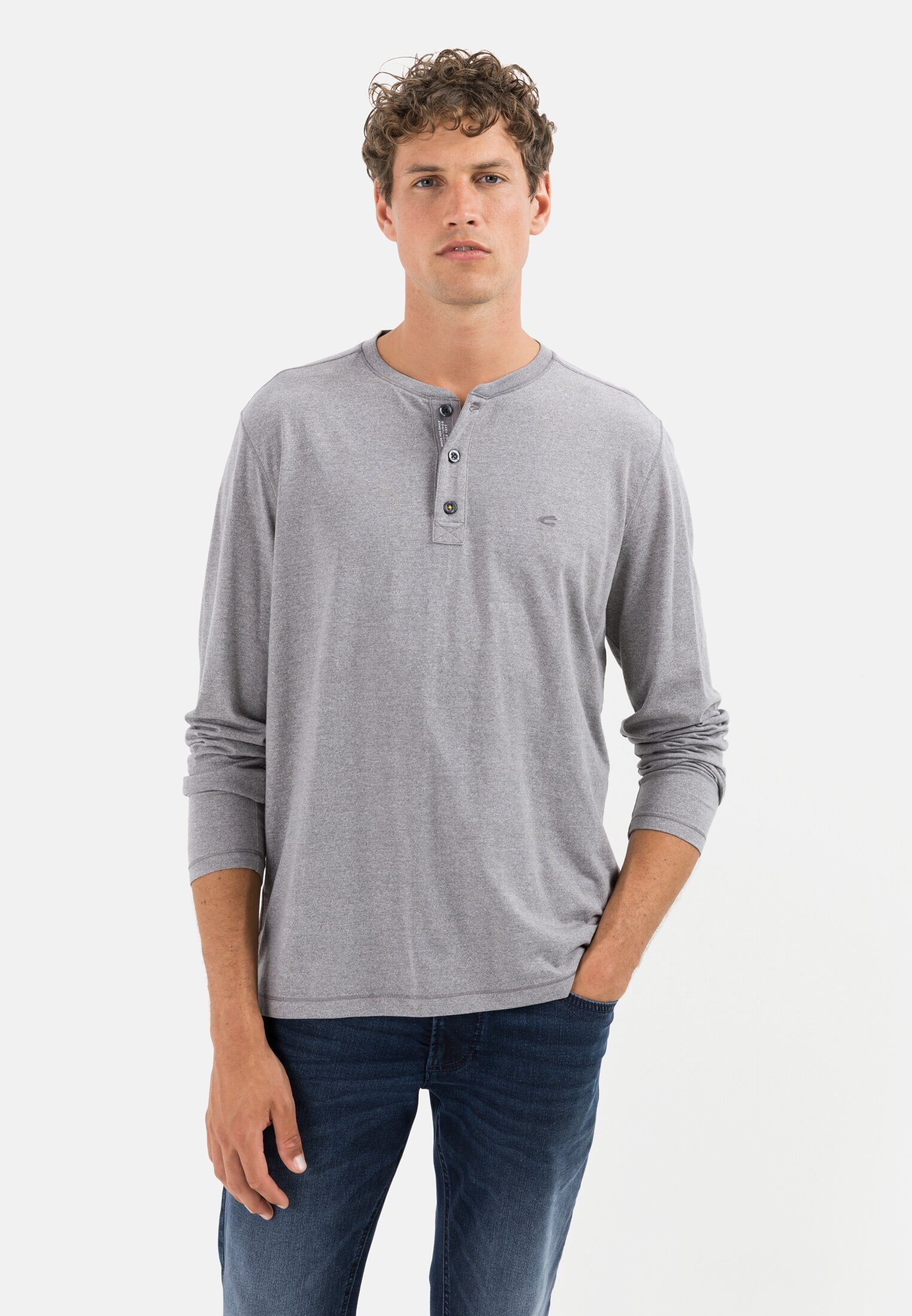 camel active Langarmshirt aus nachhaltigen Baumwollmix Langarm Henley günstig online kaufen
