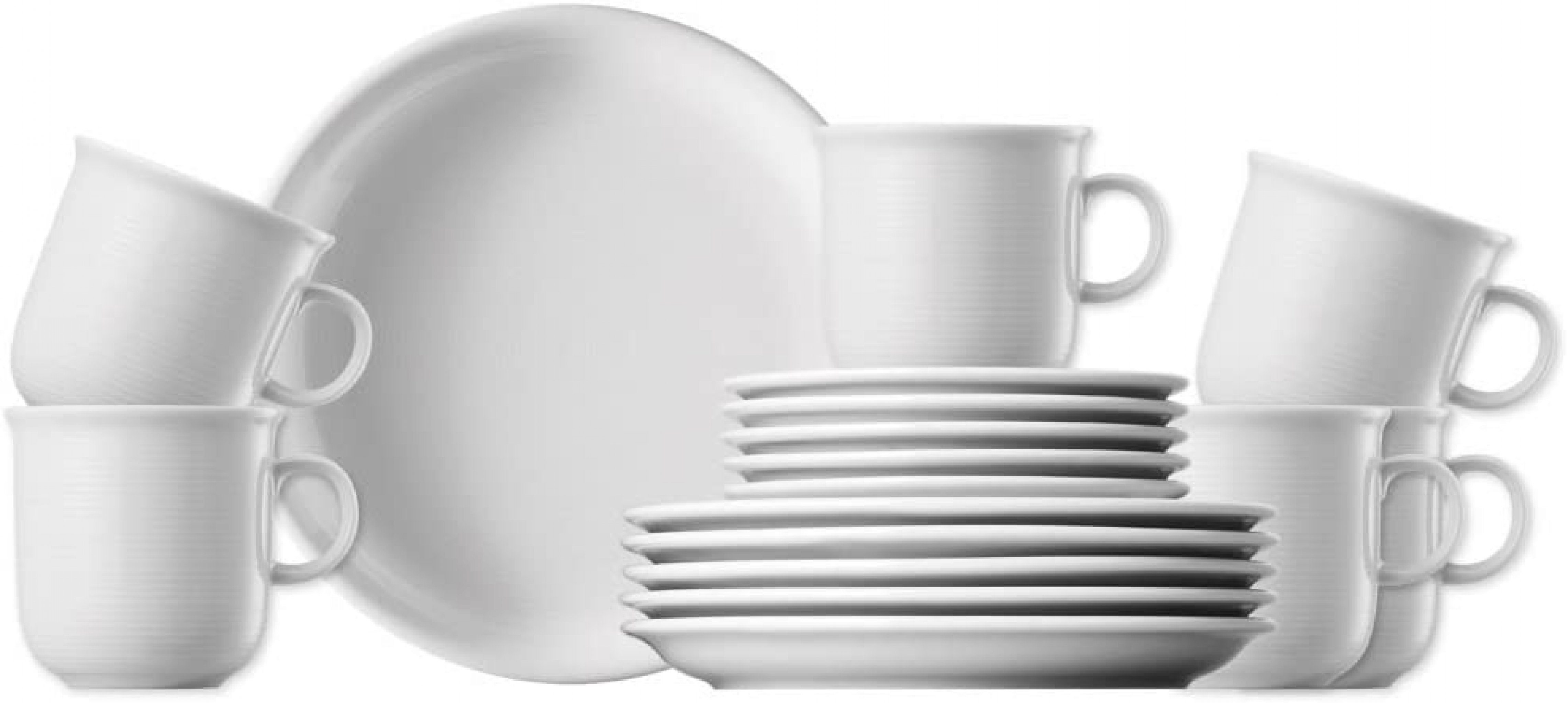 Thomas Porzellan Кавовий сервіз Kaffeeset 18-tlg. mit Bechern - TREND Weiß - 1 Set (18-tlg), 6 Personen, Porzellan, Porzellan, spülmaschinenfest, mikrowellengeeignet