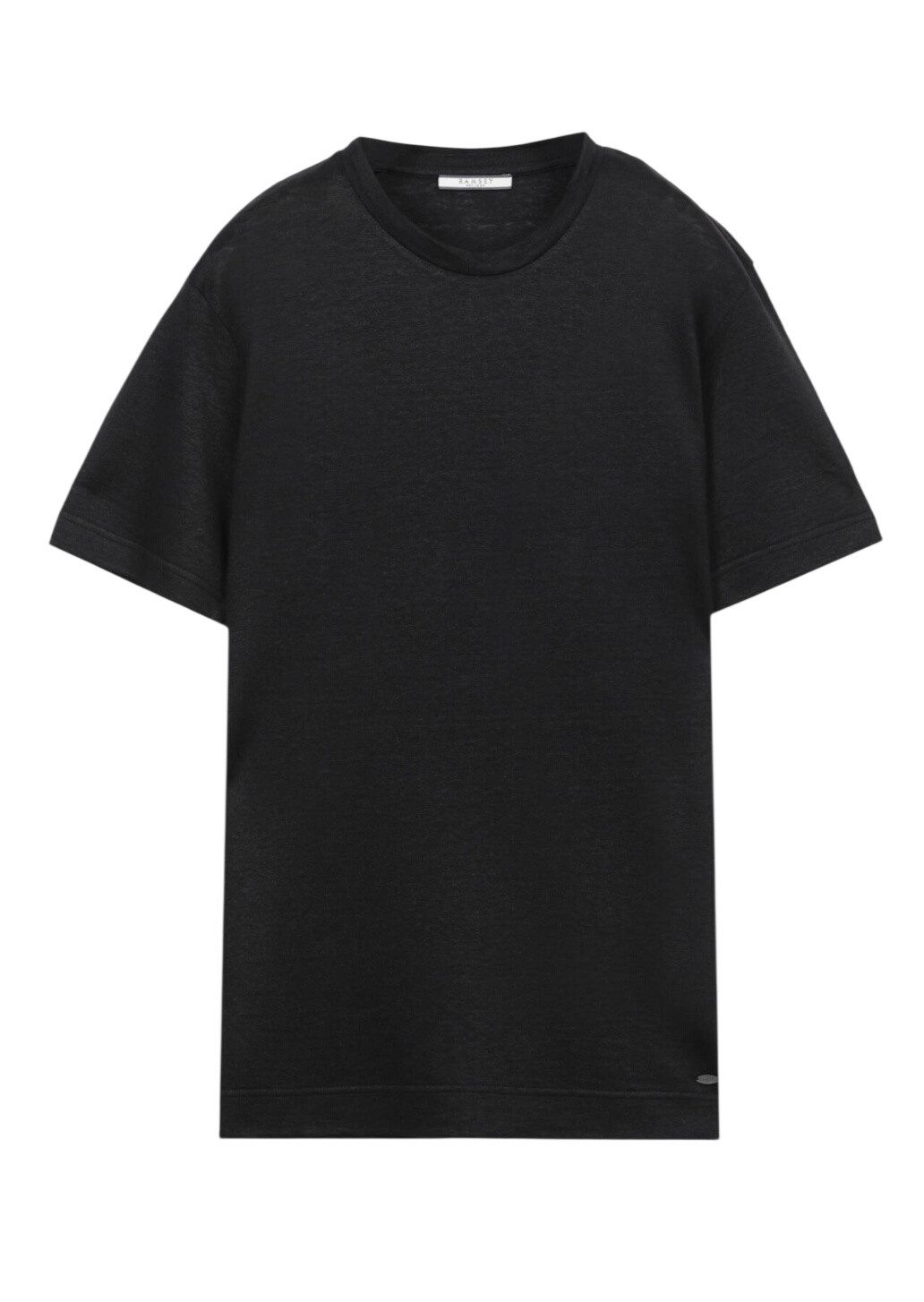 RAMSEY T-Shirt Schwarzes schlichtes 100% Leinen T-Shirt