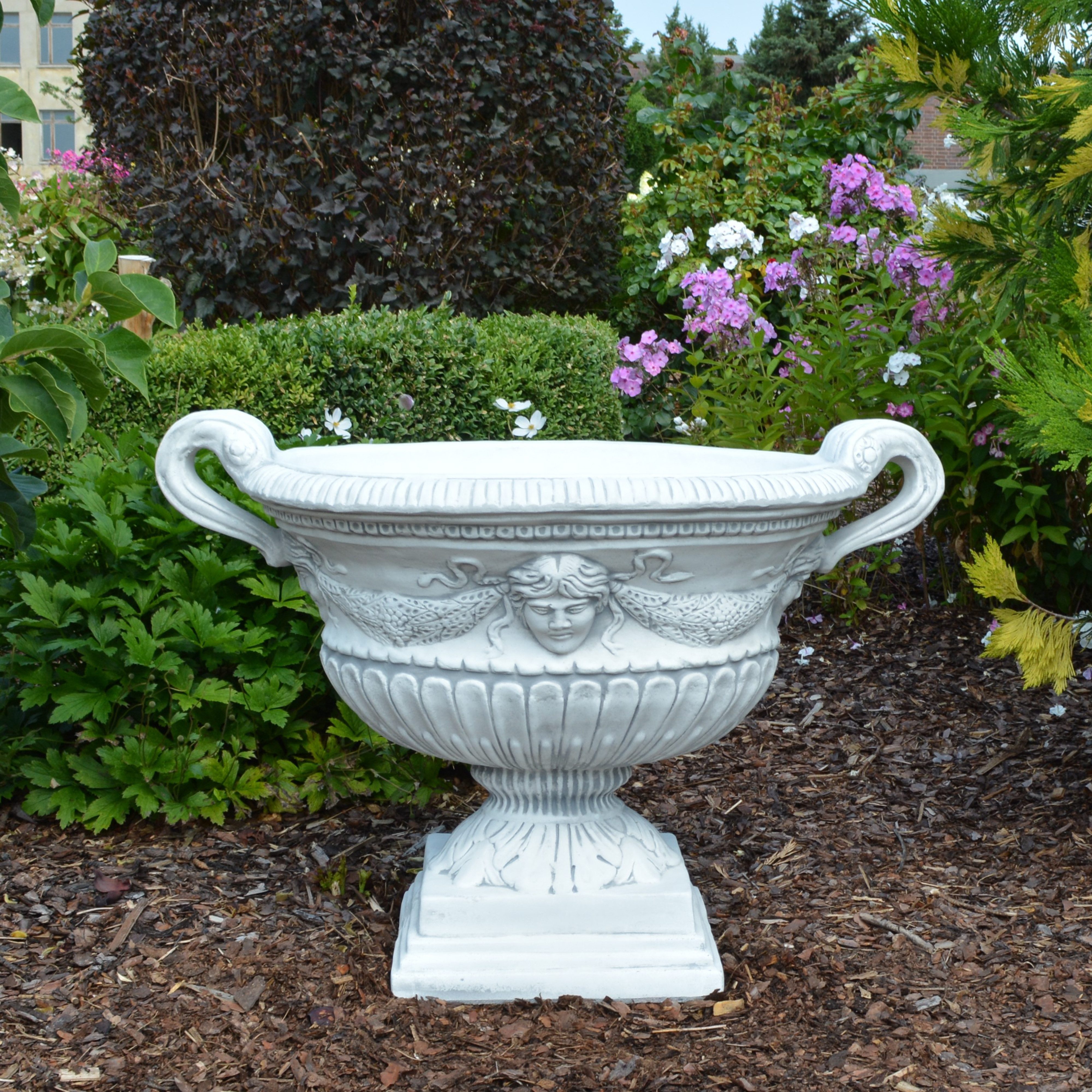 gartendekoparadies.de Pflanzschale im Barock-Stil, Pflanztrog, Pflanzgefäß, H. 54 cm, 34 Liter, 59 kg, Frostsicher