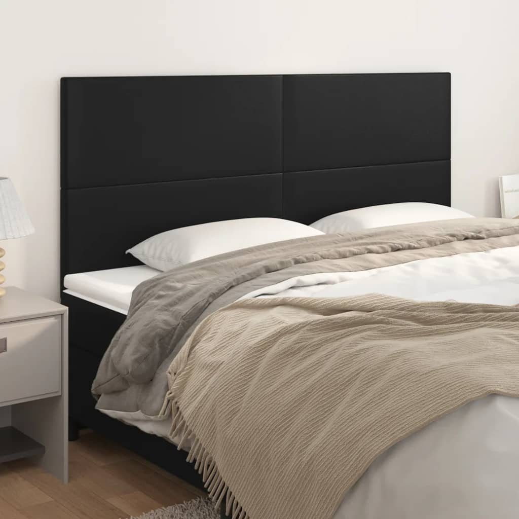 vidaXL Bett Kopfteil Schwarz 200x5x118/128 cm Kunstleder (1-tlg)