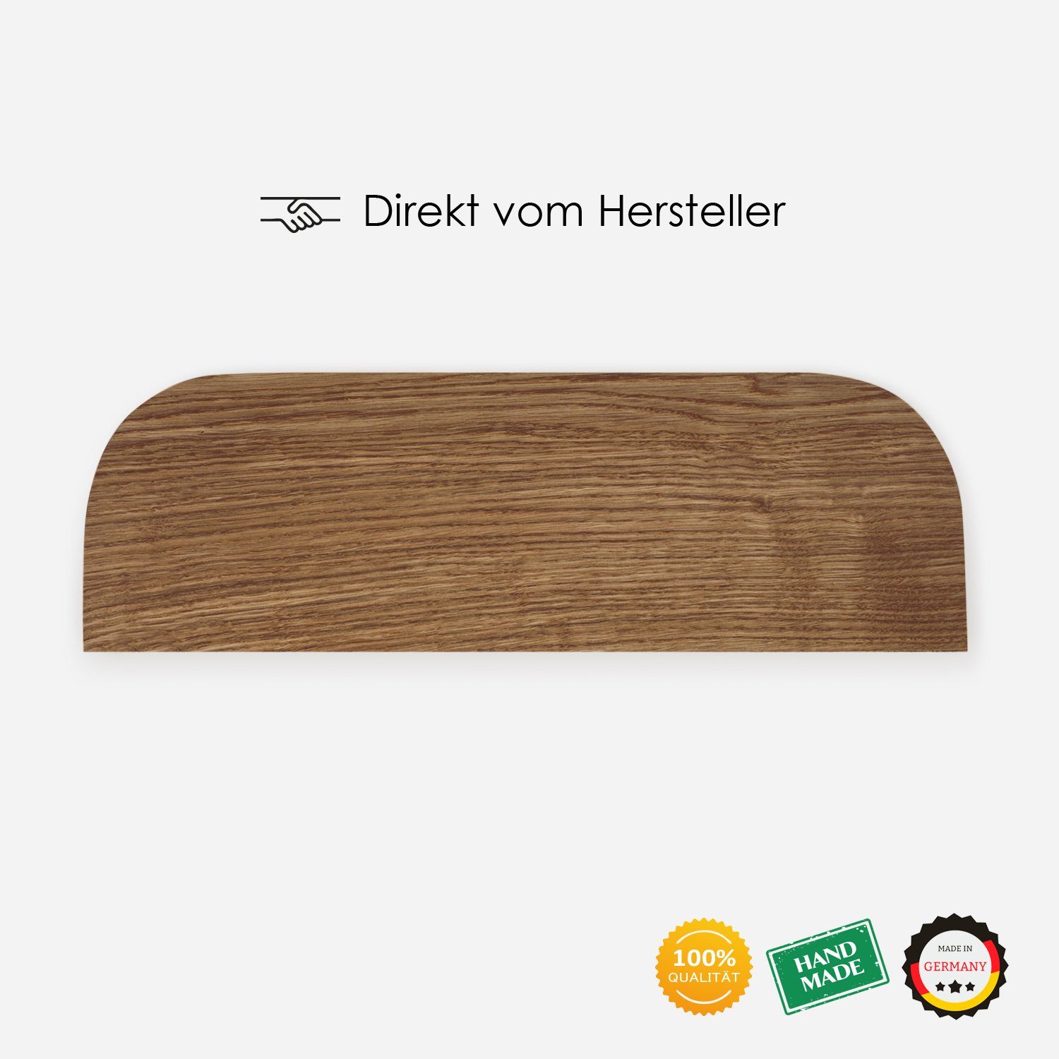 Rikmani Wandregal Handgefertigtes runden - II Holz Ecken MARI Dunkel massiv mit Regal Eiche