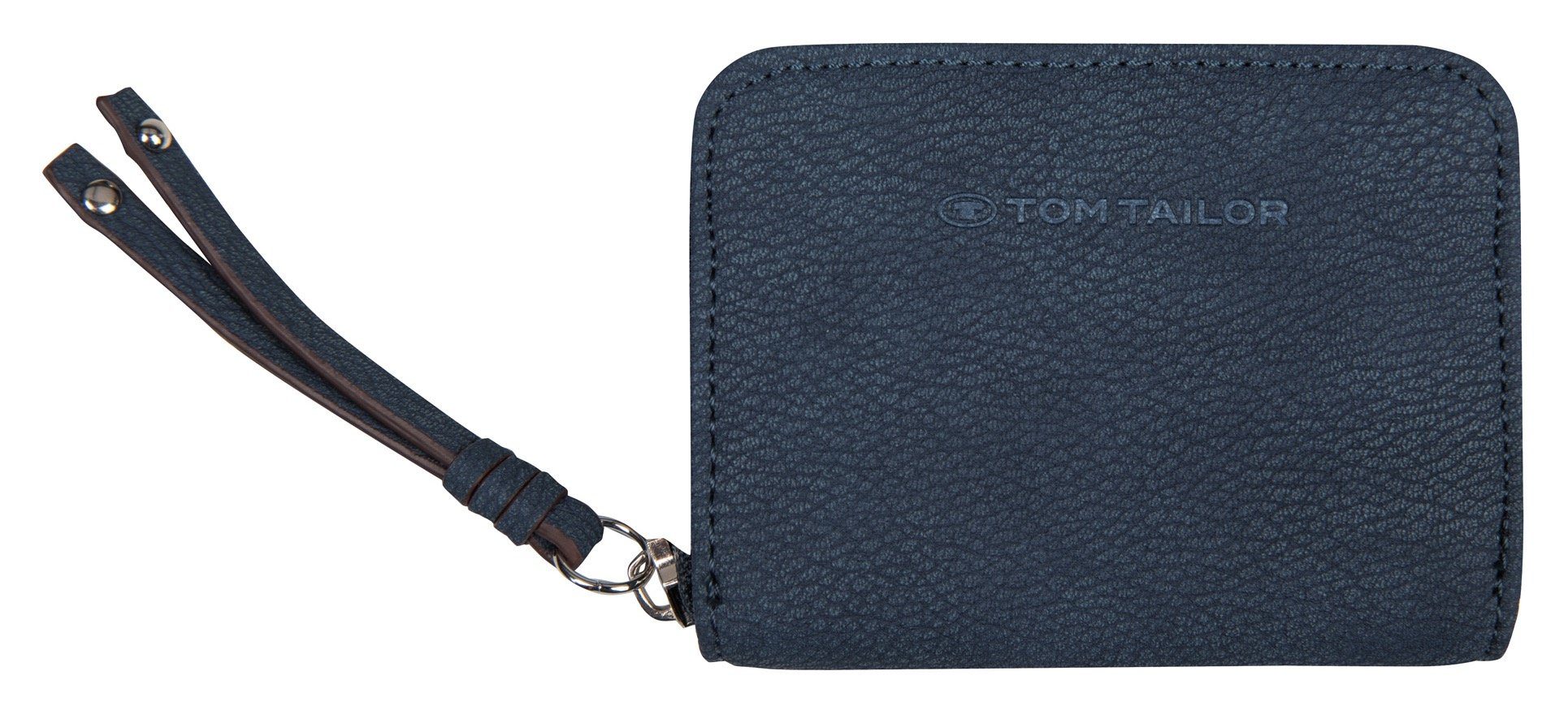 TOM TAILOR Geldbörse CAIA WALLETS Small zip wallet, mit Zierband am Reißverschluss dunkelblau