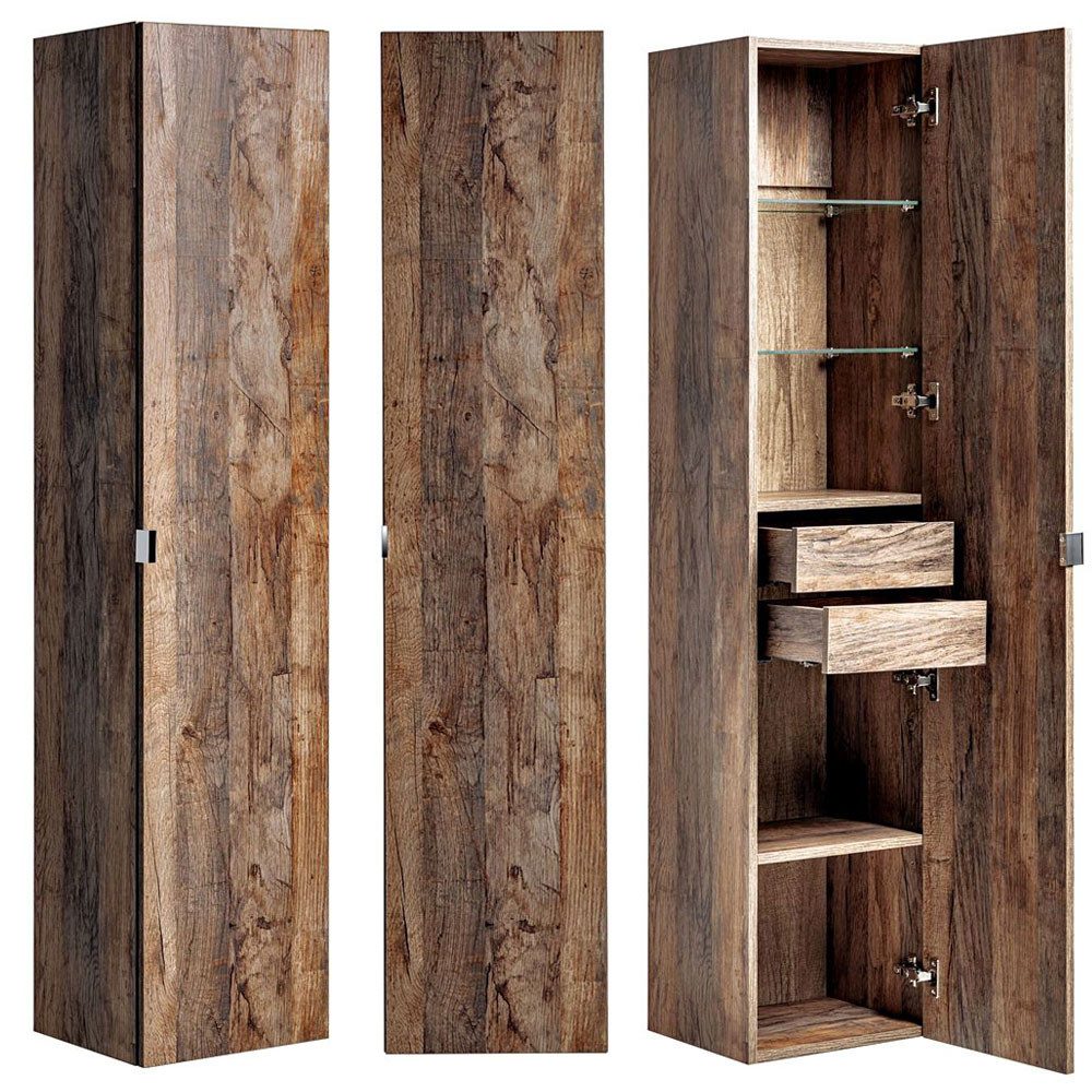 Lomadox Hochschrank PUEBLA-56 Badmöbel Vintage Oak günstig online kaufen