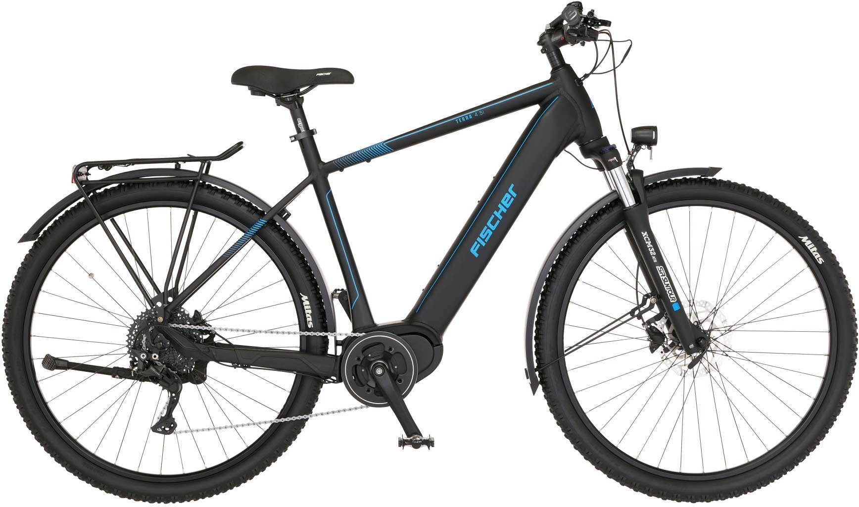 FISCHER Fahrrad E-Bike ATB TERRA 4.5i 522, 10 Gang Shimano Deore Schaltwerk, Kettenschaltung, Mittelmotor, 522 Wh, (mit Schloss), Pedelec, Elektrofahrrad für Damen u. Herren