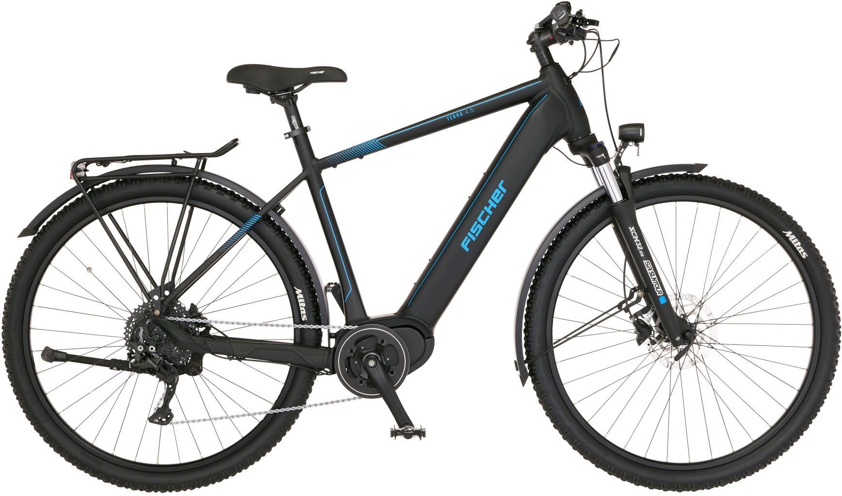 FISCHER Fahrrad 10 (mit TERRA 522, Wh Mittelmotor, E-Bike Schloss) Shimano Akku, Deore 4.5i 522 Kettenschaltung, Schaltwerk, Gang