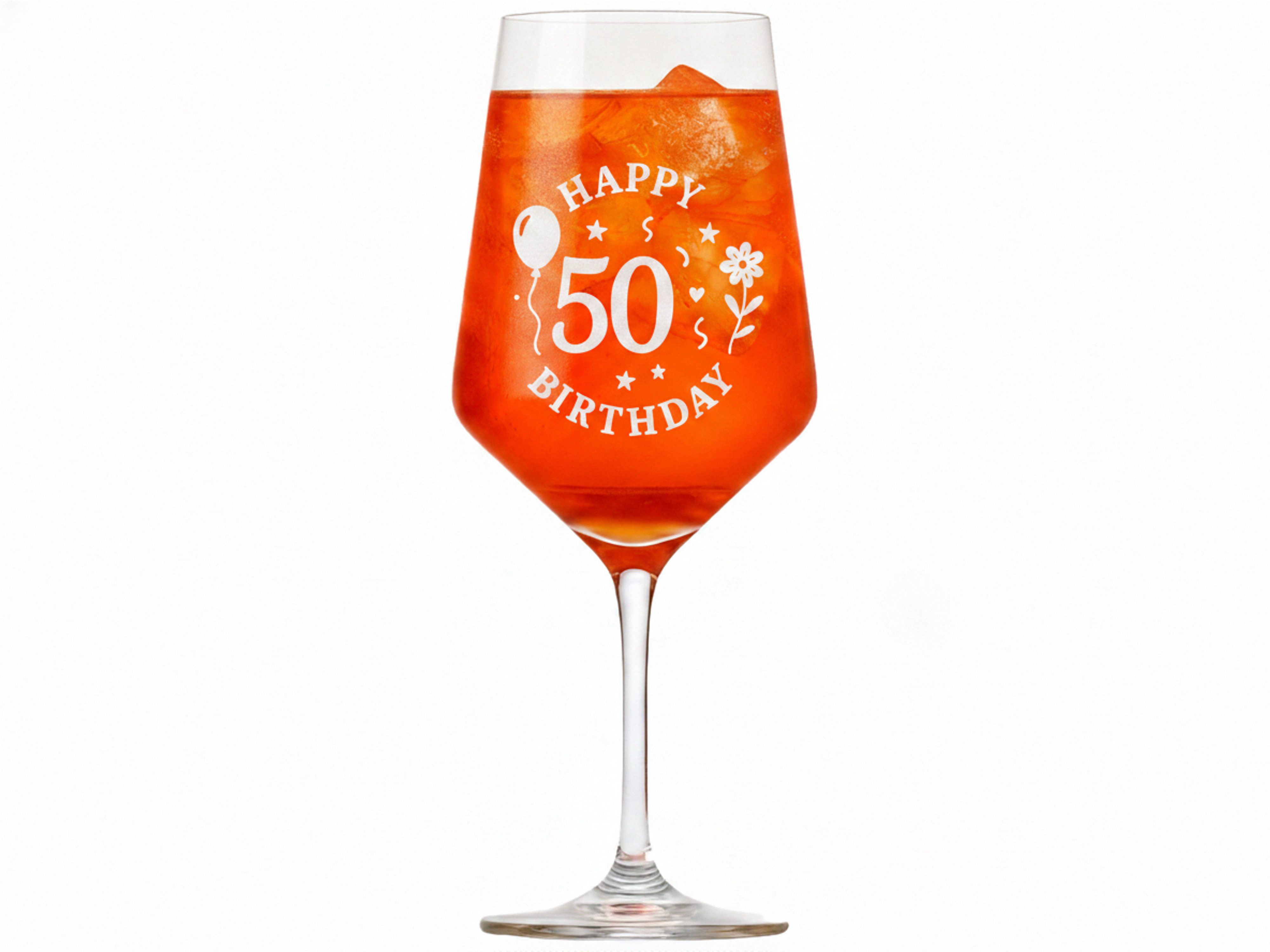Valhalla Weinglas Gravur Happy Birthday 50 Geburtstag 350ml, 1-tlg., Glas, Atemberaubende Darstellung – Bild 5 von 5
