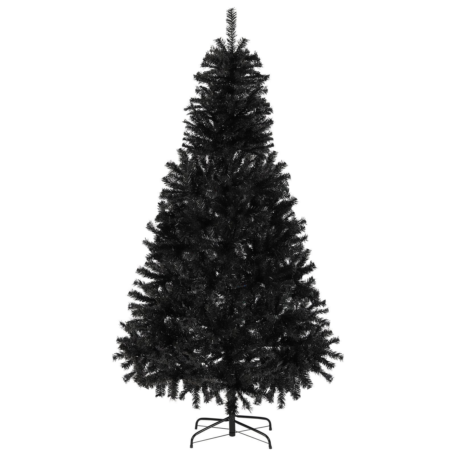 Salcar Künstlicher Weihnachtsbaum Schwarzer Weihnachtsbaum Künstlich Tannenbaum mit Ständer Schwarz, Edeltanne, 180 cm mit 735 Spitzen, Zusammenklappbares Pop-up Aufzubauen