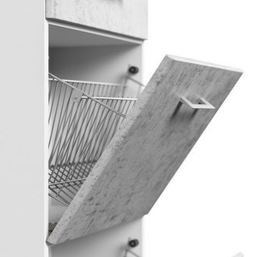 Lomadox Schuhschrank EL PASO-02 Moderner weiß/Beton Nachb. B/H/T: 52,4x113,9x31,6cm