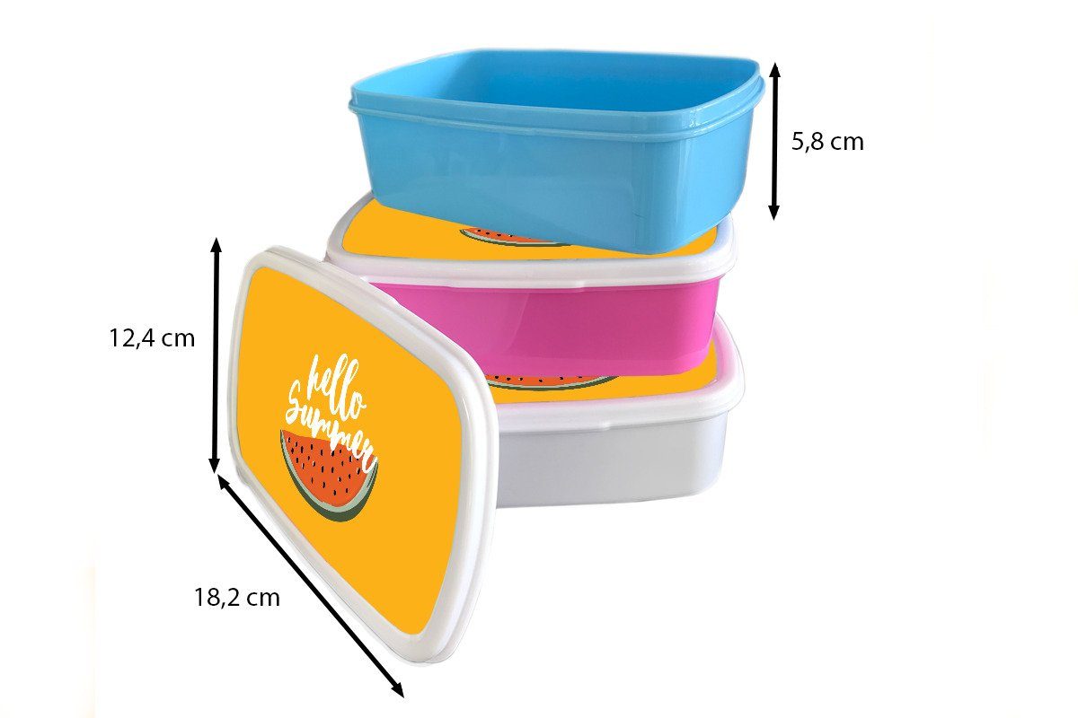 Mädchen Sommer Brotdose, für und MuchoWow (2-tlg), Erwachsene, Brotbox Jungs Kinder und Kunststoff, weiß für Wassermelone - Orange, Lunchbox -