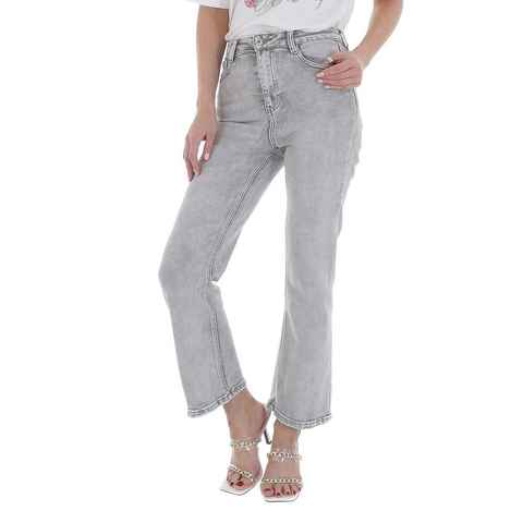 Ital-Design High-waist-Jeans Damen Freizeit Stretch Bootcut Jeans in Hellgrau