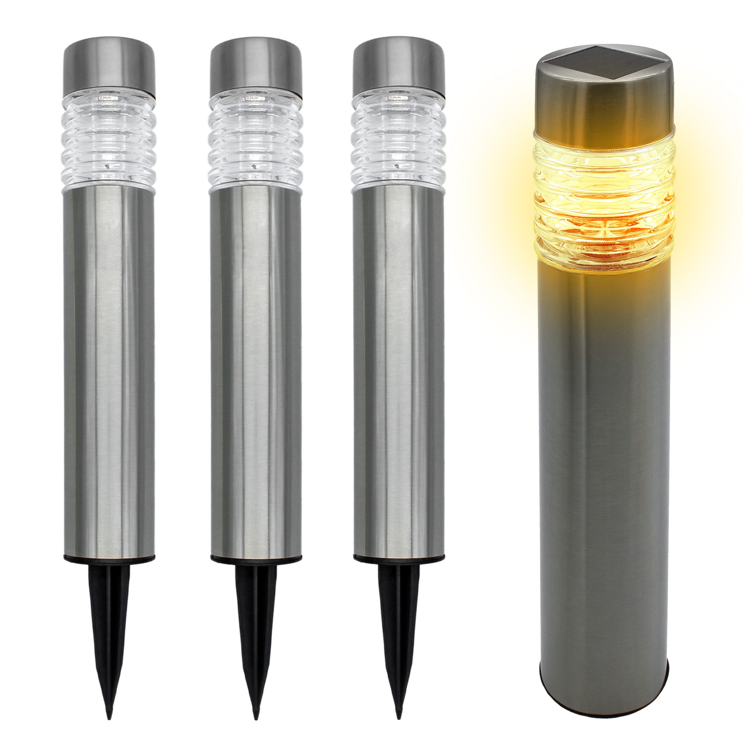 Spetebo LED Solarleuchte Wege Leuchte - 42 cm - Garten Deko Gehweg Lampe, mit robustem Erdspieß, LED fest integriert, warm weiß, Leuchtdauer bis zu 6 Stunden