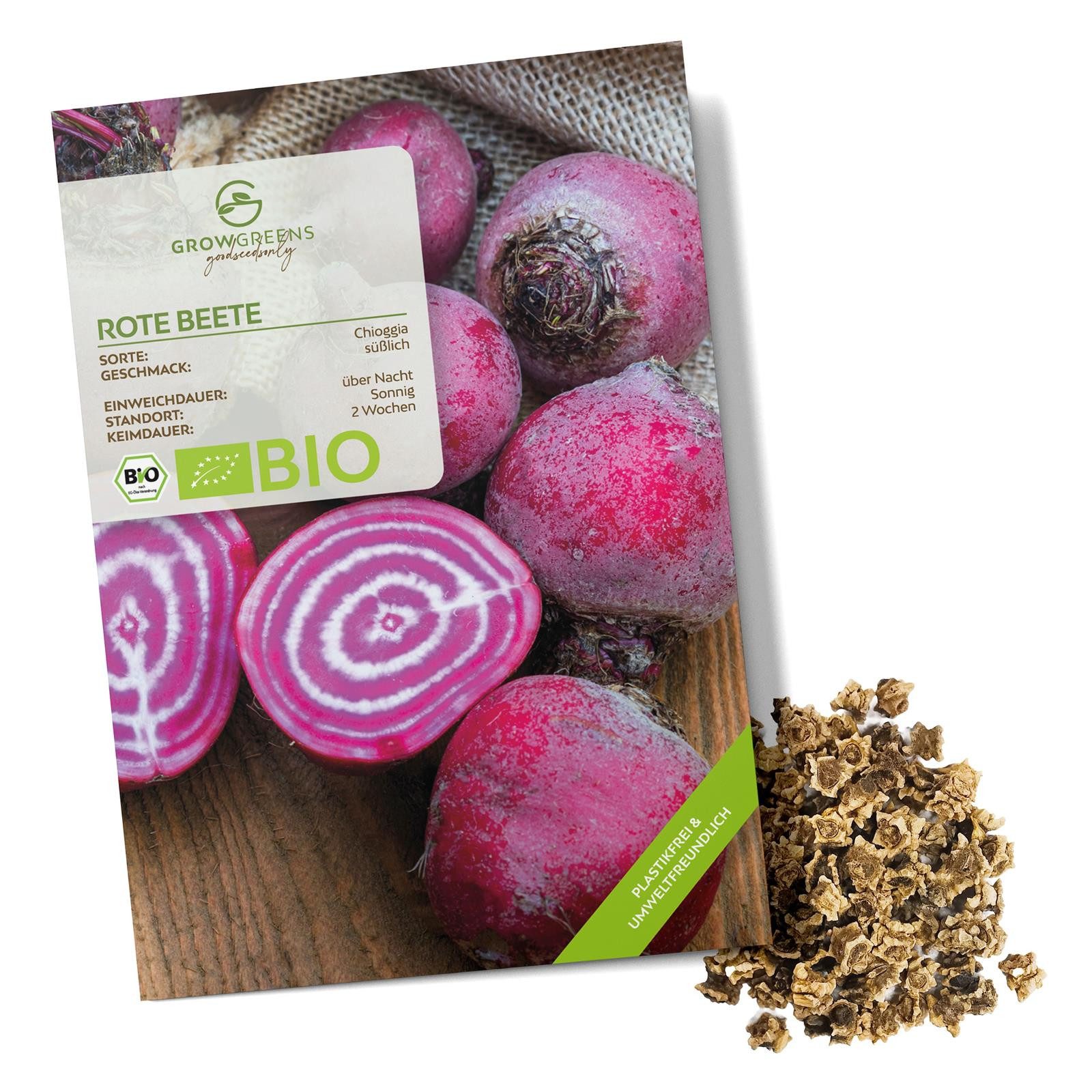 Growgreens Gemüsesamen BIO Rote Beete Samen (Chioggia) - Rote Bete Saatgut (35 Korn), Gemüse