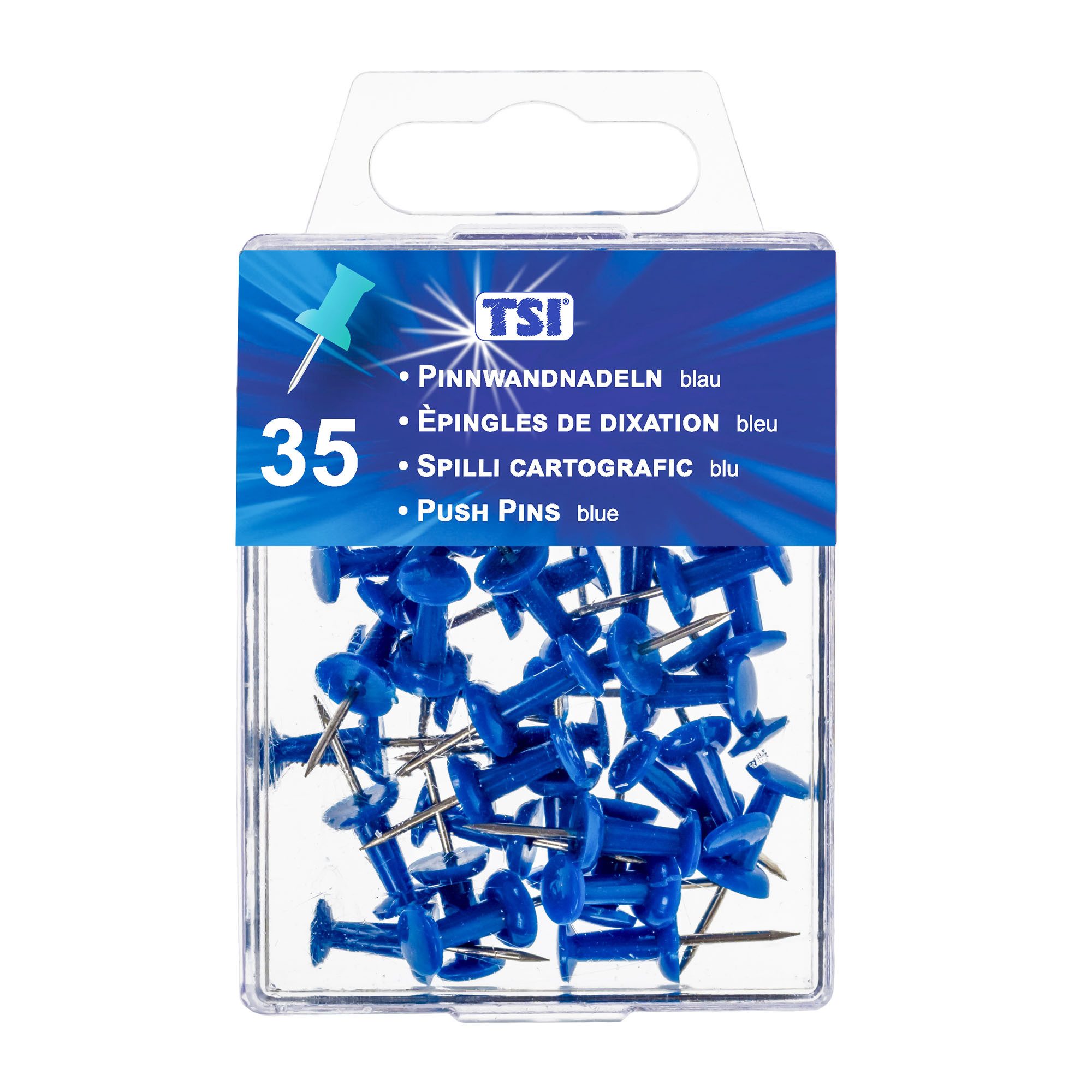 TSI Schreibwaren Pinnnadel Pinnwandnadeln, blau, 35 St.