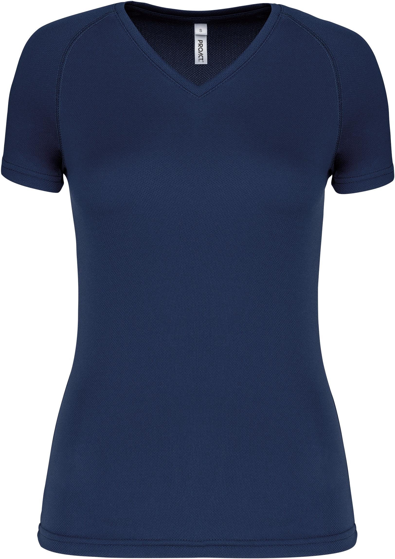 Trainingsshirt Damen Kurzarm-Sportshirt mit V-Ausschnitt