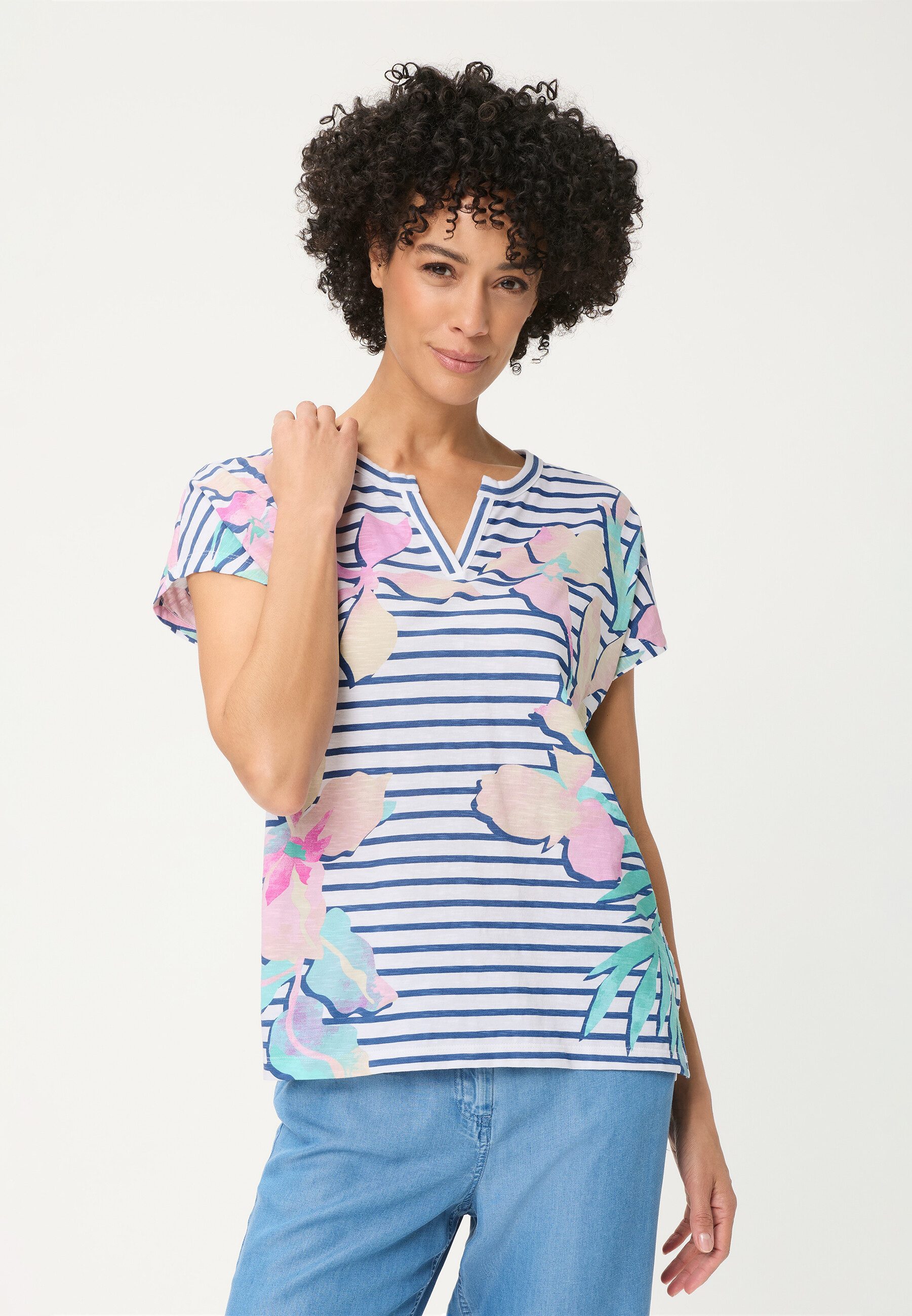 Olsen T-Shirt Shirt mit dekorativem Streifendruck