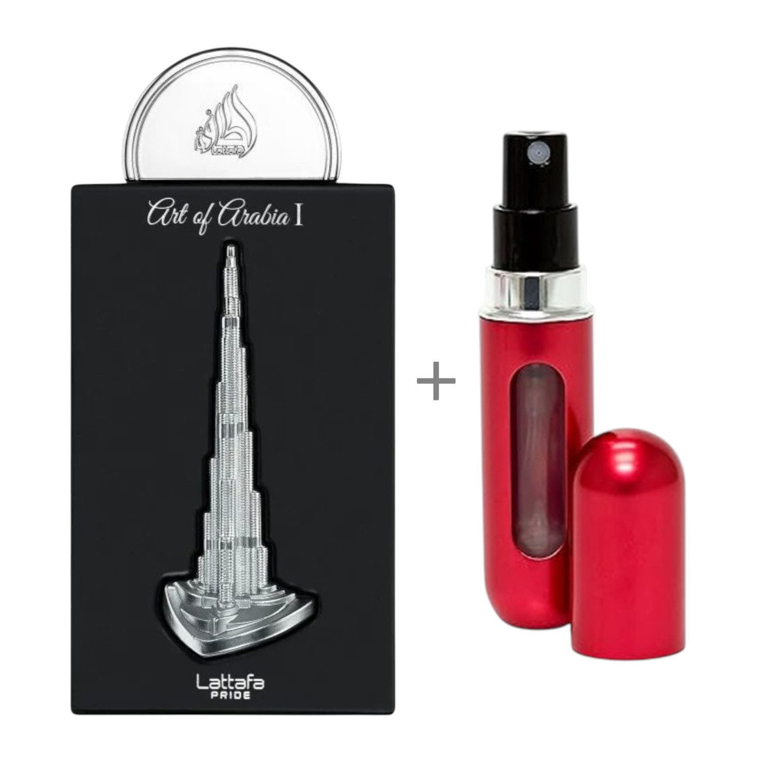Lattafa Duft-Set Pride Art Of Arabia I Eau de Parfum 100 ml + Parfümzerstäuber (leer)