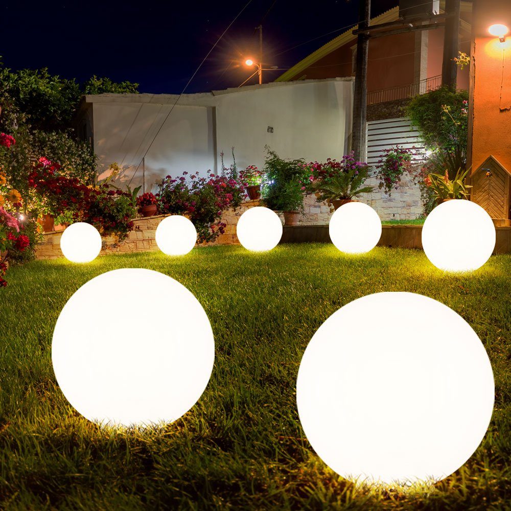 etc-shop LED Solarleuchte, LED-Leuchtmittel fest verbaut, 7x Solarleuchten Kugel Garten LED Deko Solarkugel für Außen 20 cm