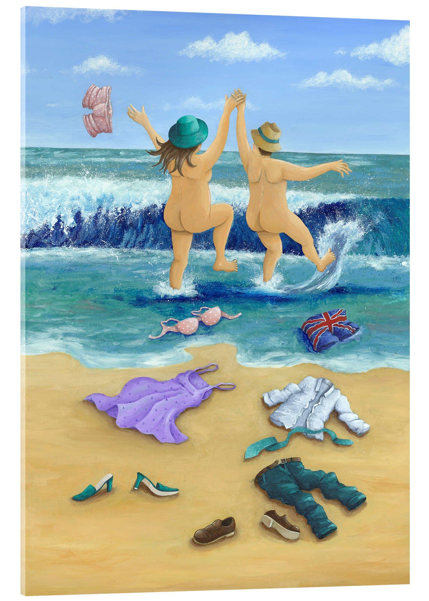 Posterlounge Acrylglasbild Peter Adderley, Baden im Meer, Badezimmer Maritim Malerei